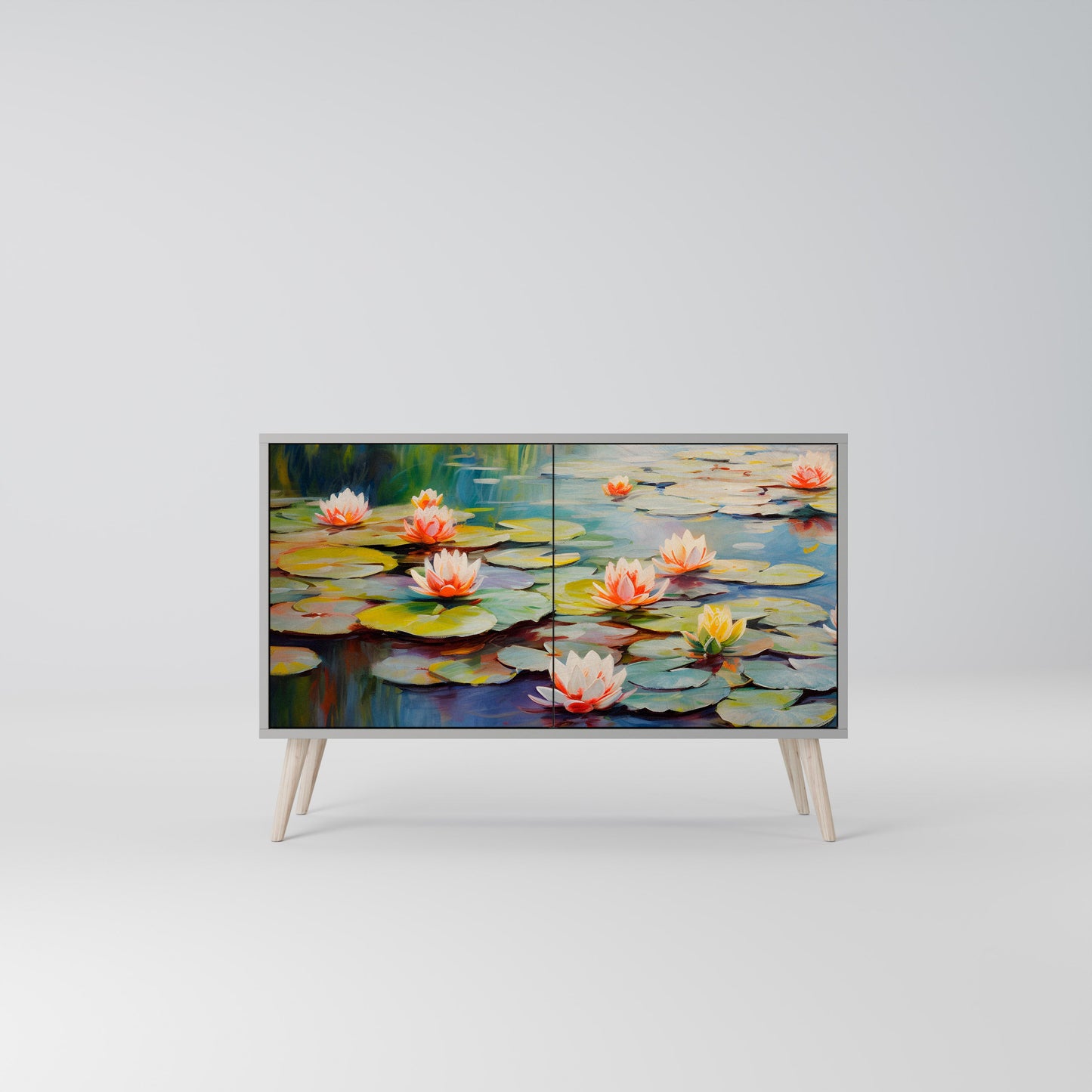 Credenza BLOOMING WATERS a 2 ante in finitura grigia