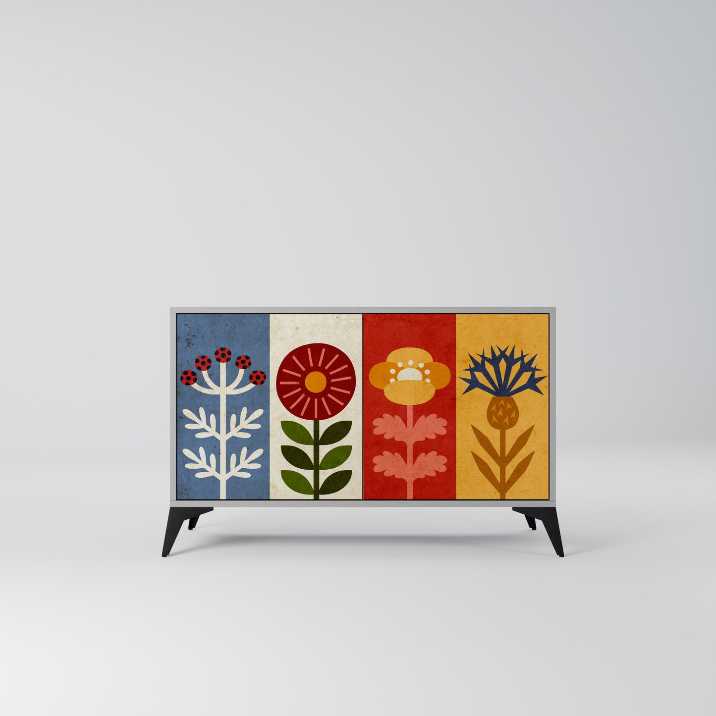 Credenza SCANDIC FLOWERET a 2 ante in finitura grigia