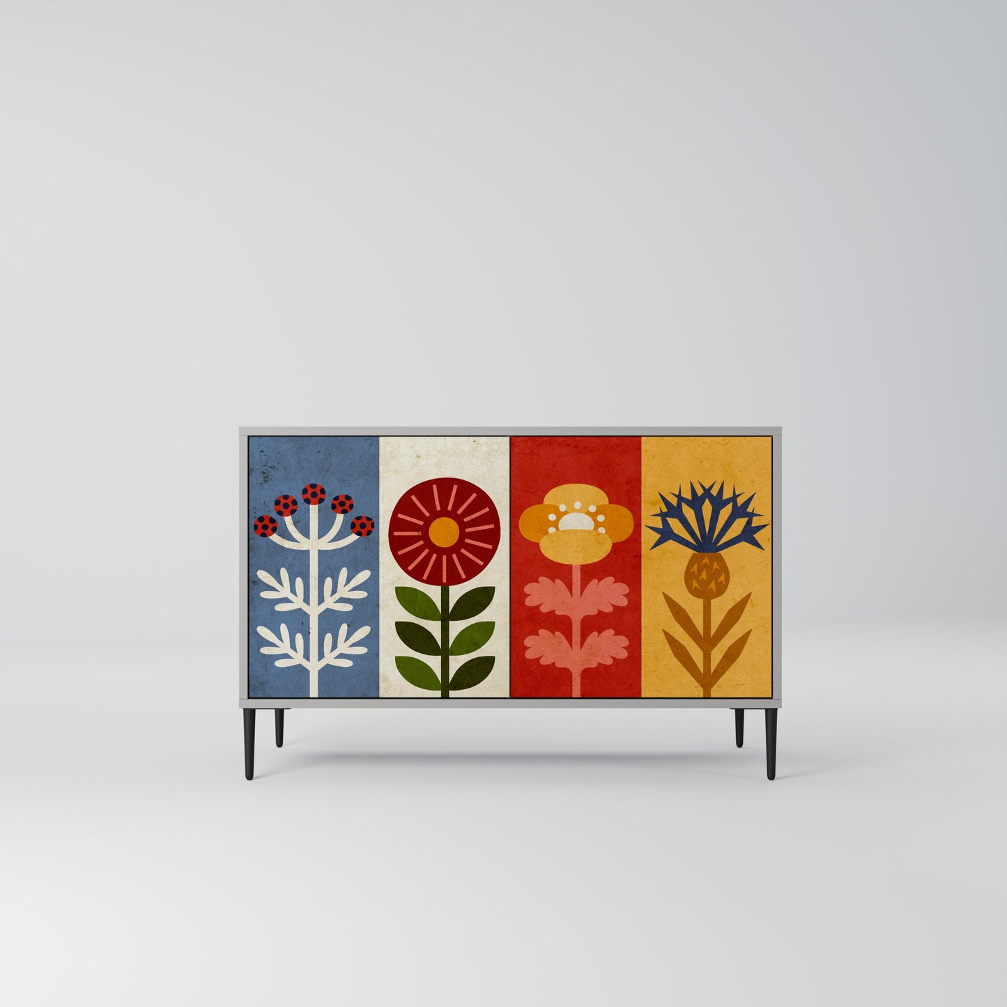 Credenza SCANDIC FLOWERET a 2 ante in finitura grigia
