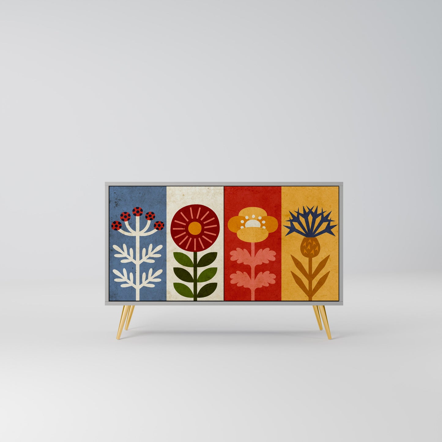 Credenza SCANDIC FLOWERET a 2 ante in finitura grigia