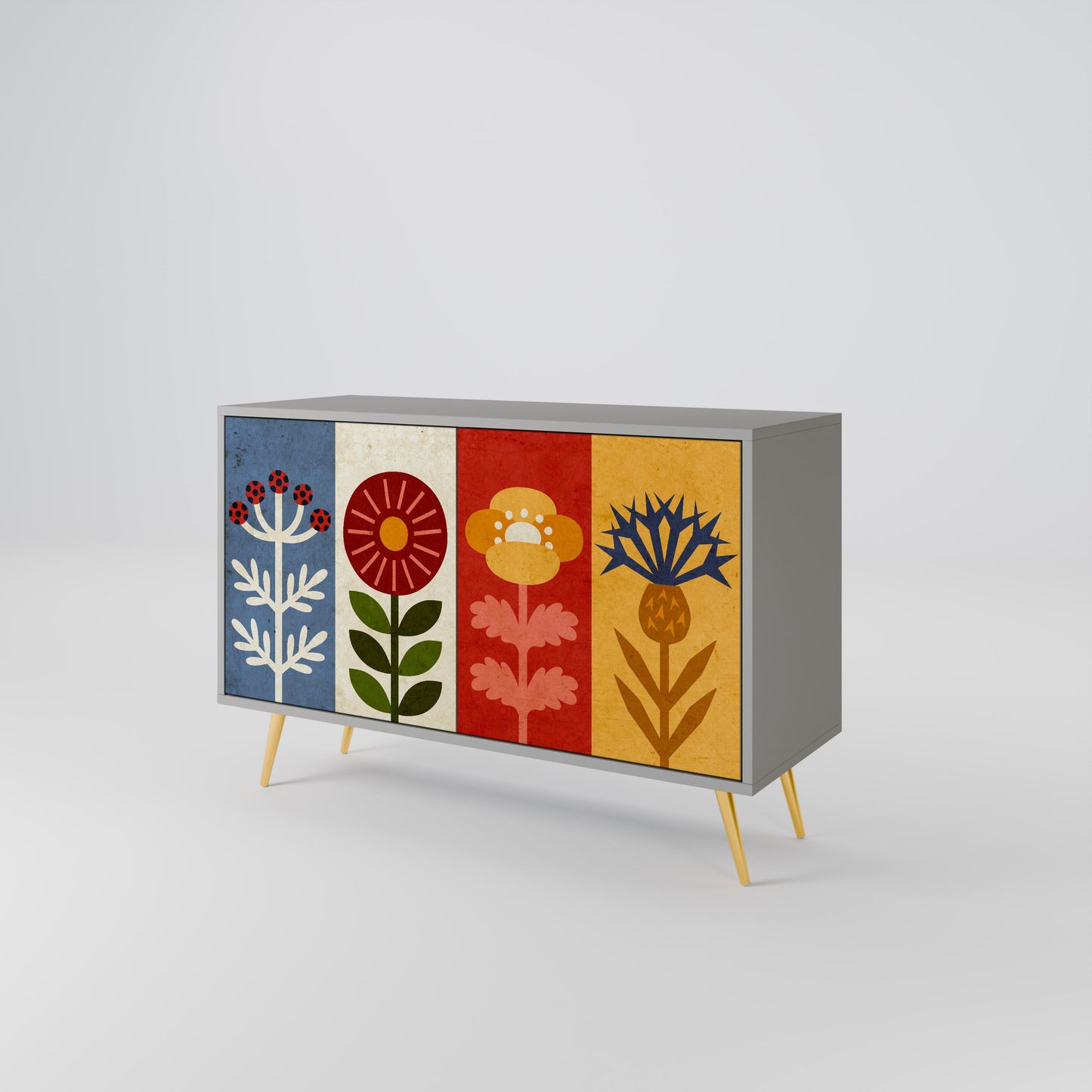 Credenza SCANDIC FLOWERET a 2 ante in finitura grigia