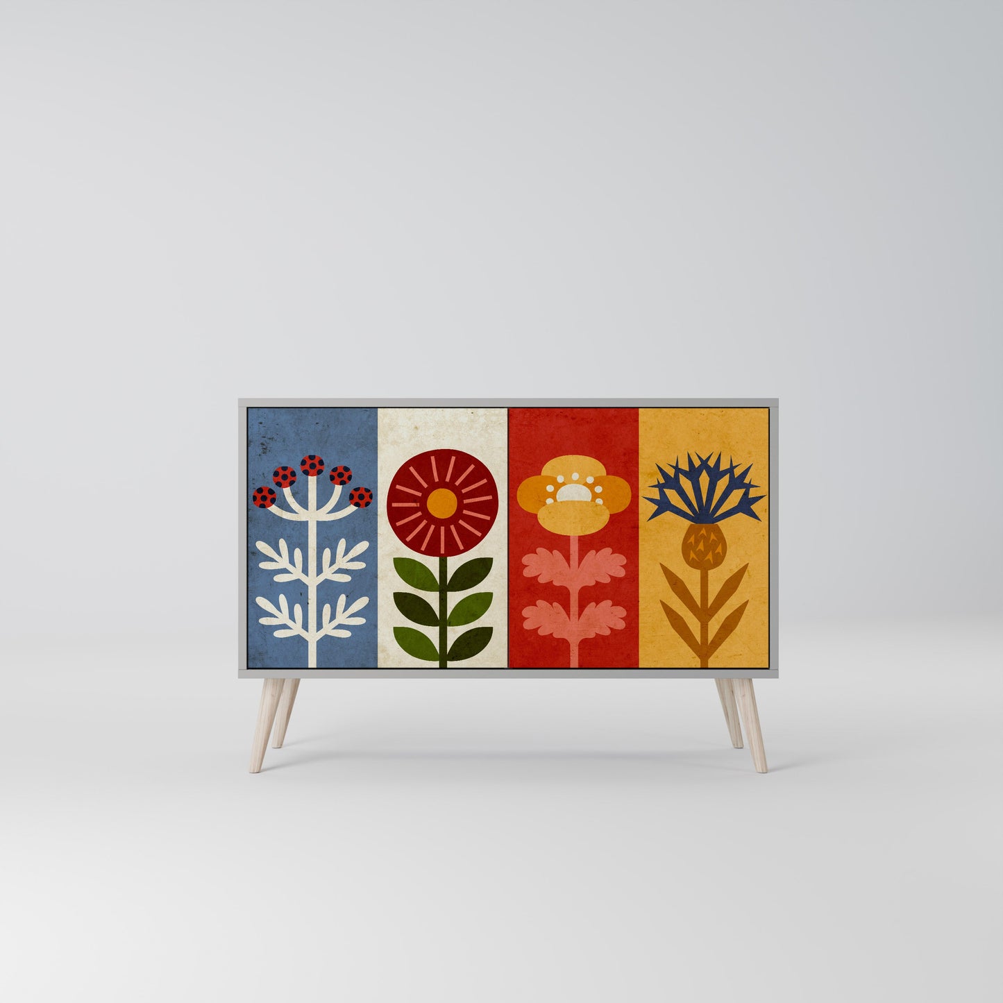 Credenza SCANDIC FLOWERET a 2 ante in finitura grigia