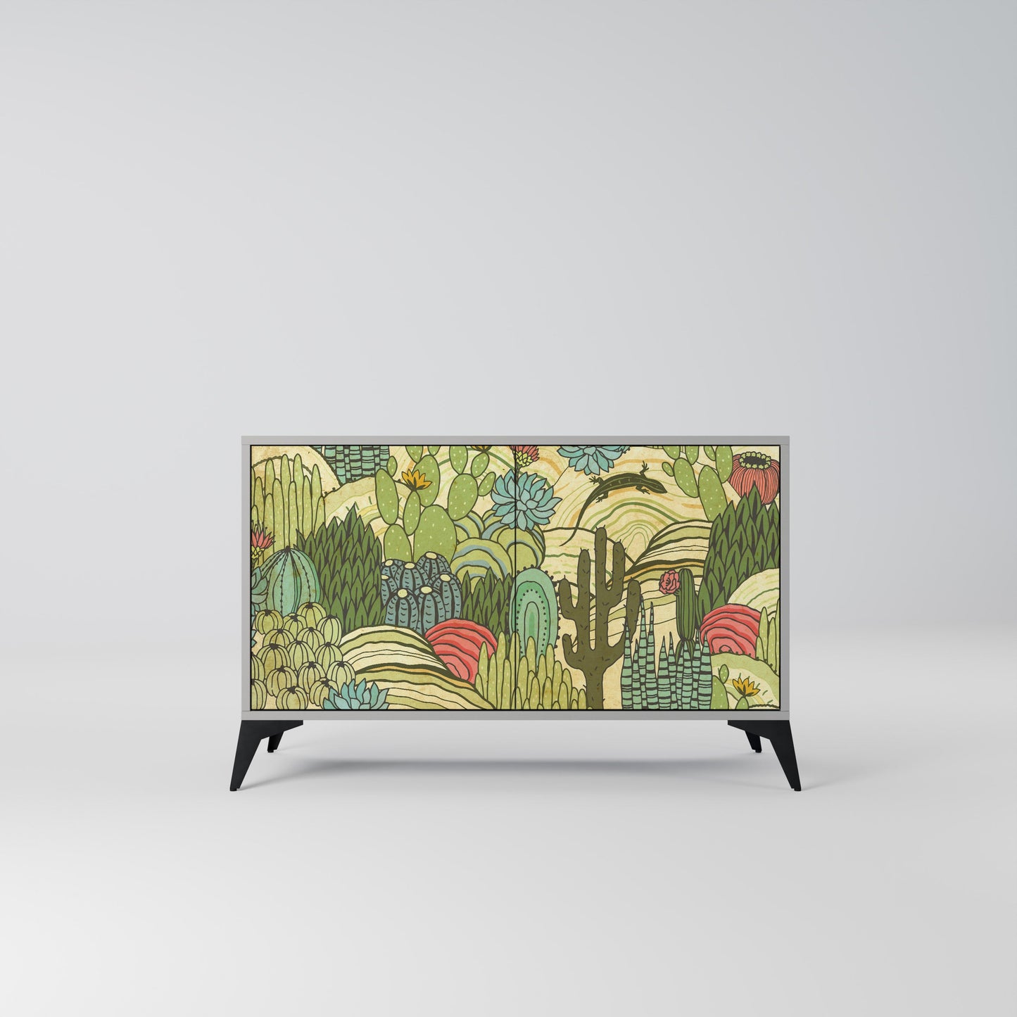 SUCCULENTS KALEIDOSCOPE 2-Door Sideboard in Grey Finish