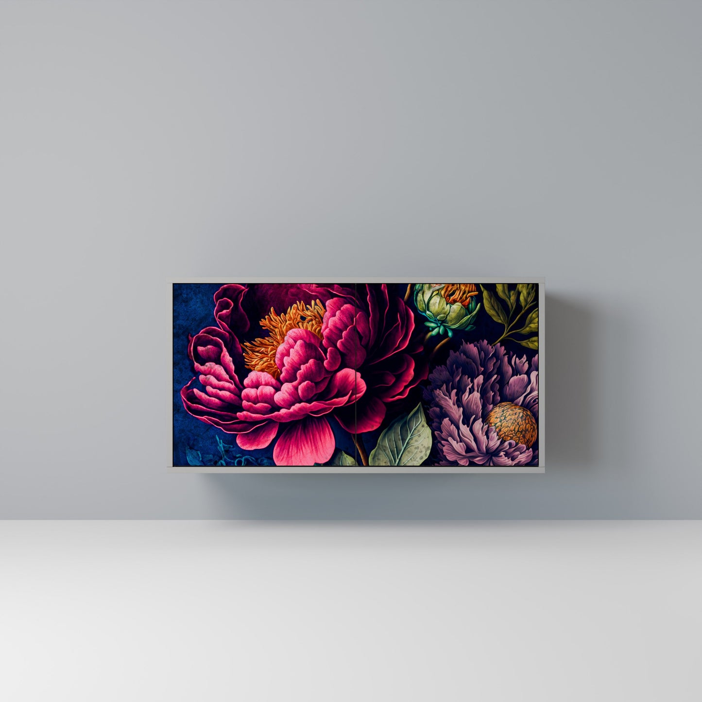 Credenza BLOOMING ELEGANCE a 2 ante in finitura grigia
