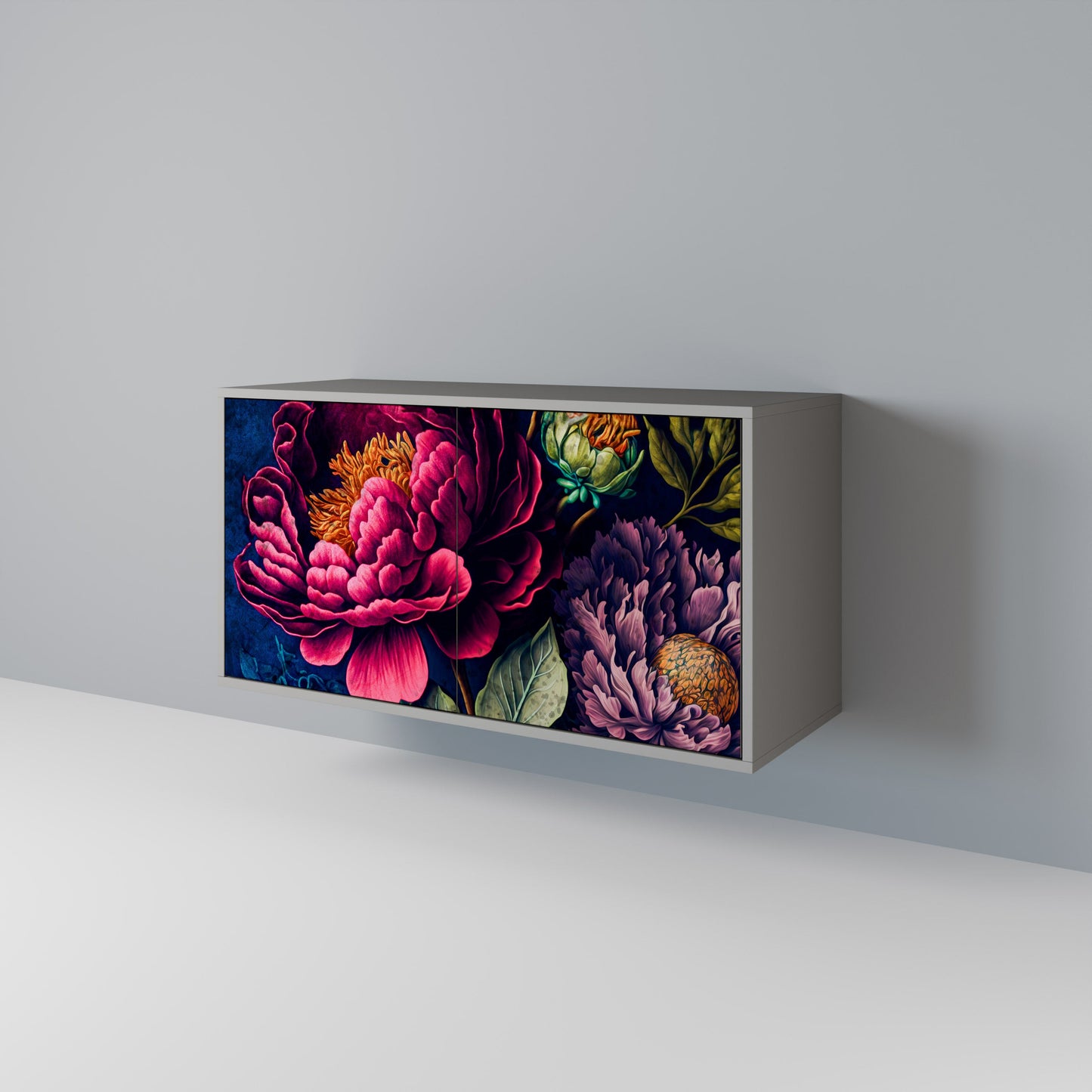 Credenza BLOOMING ELEGANCE a 2 ante in finitura grigia