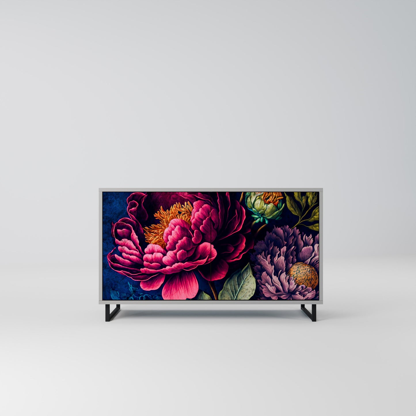 Credenza BLOOMING ELEGANCE a 2 ante in finitura grigia