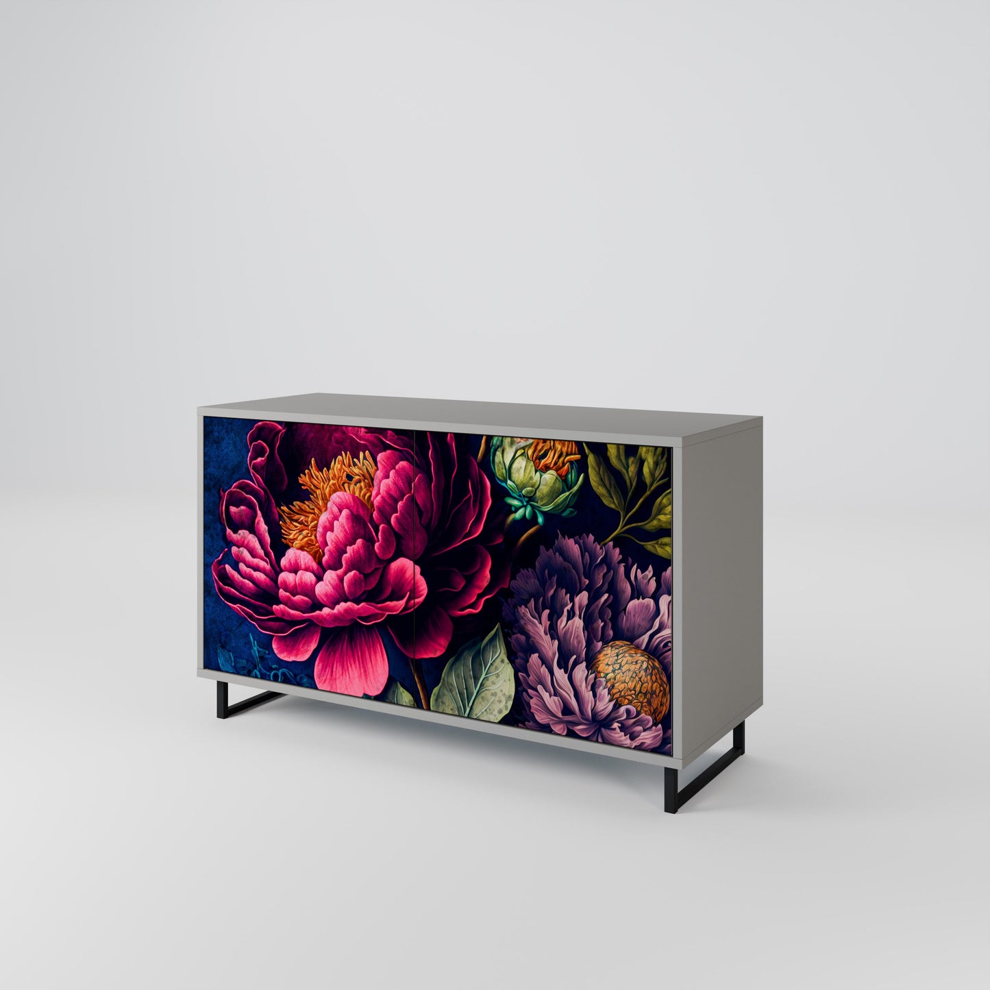 Credenza BLOOMING ELEGANCE a 2 ante in finitura grigia