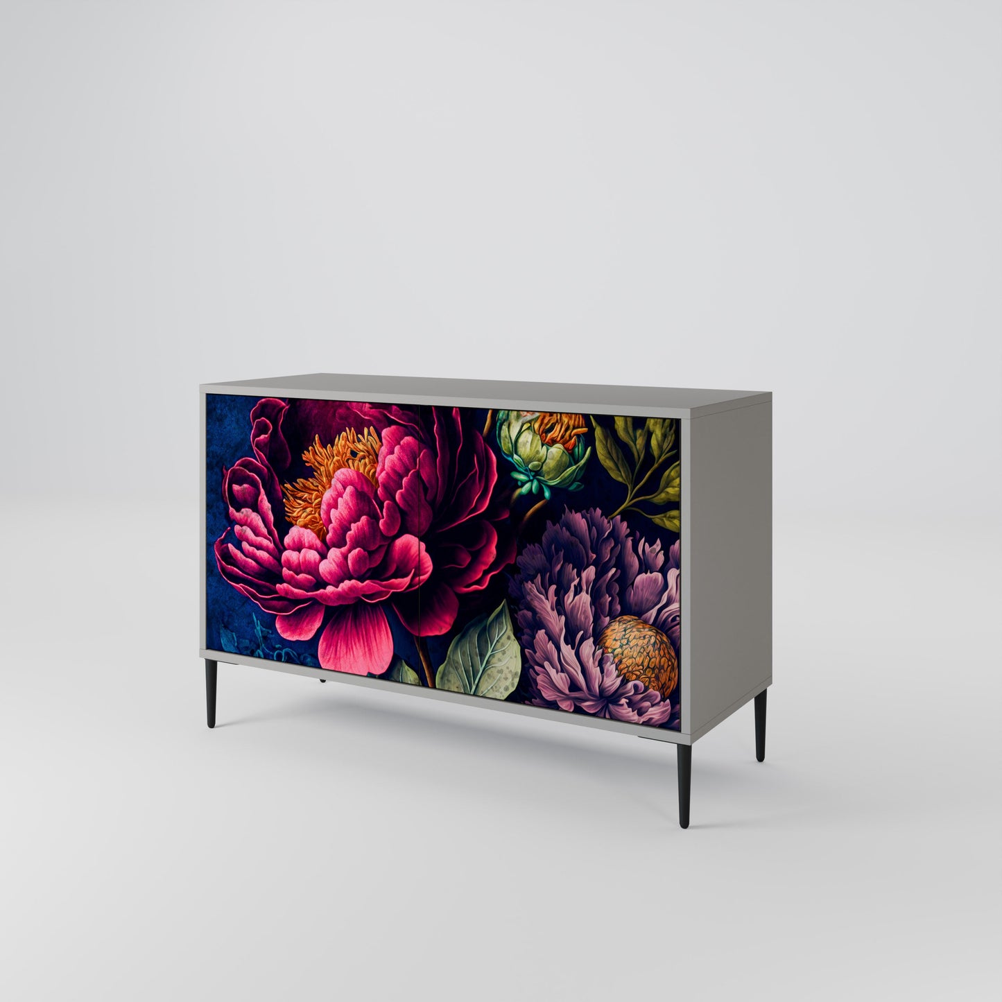 Credenza BLOOMING ELEGANCE a 2 ante in finitura grigia