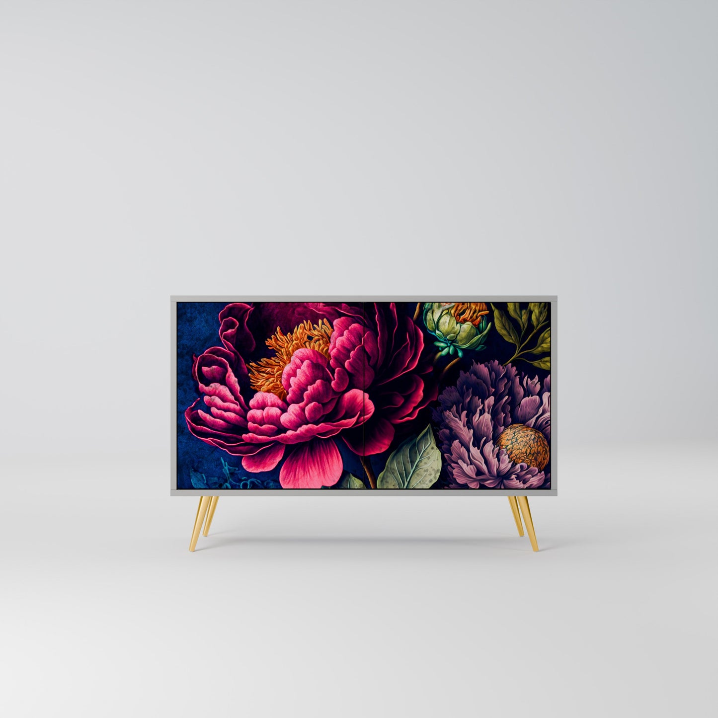 Credenza BLOOMING ELEGANCE a 2 ante in finitura grigia