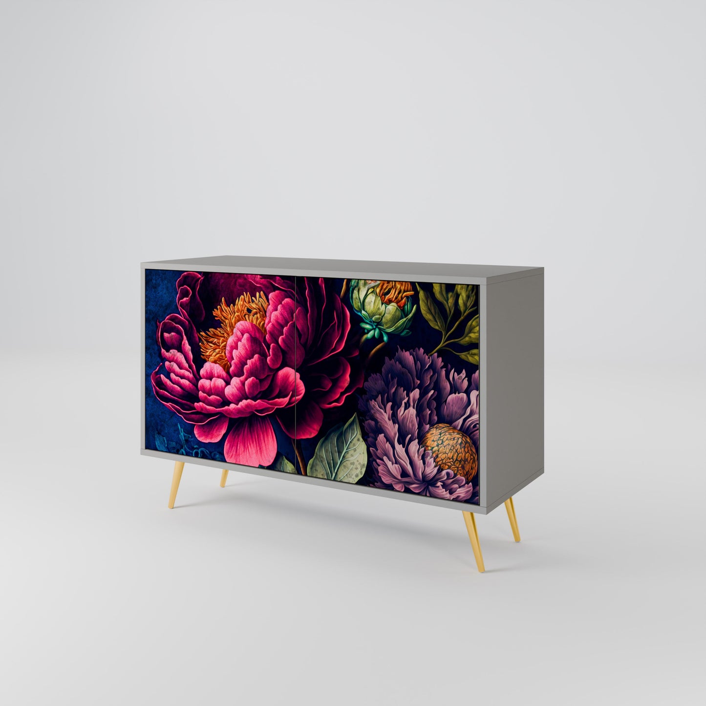 Credenza BLOOMING ELEGANCE a 2 ante in finitura grigia