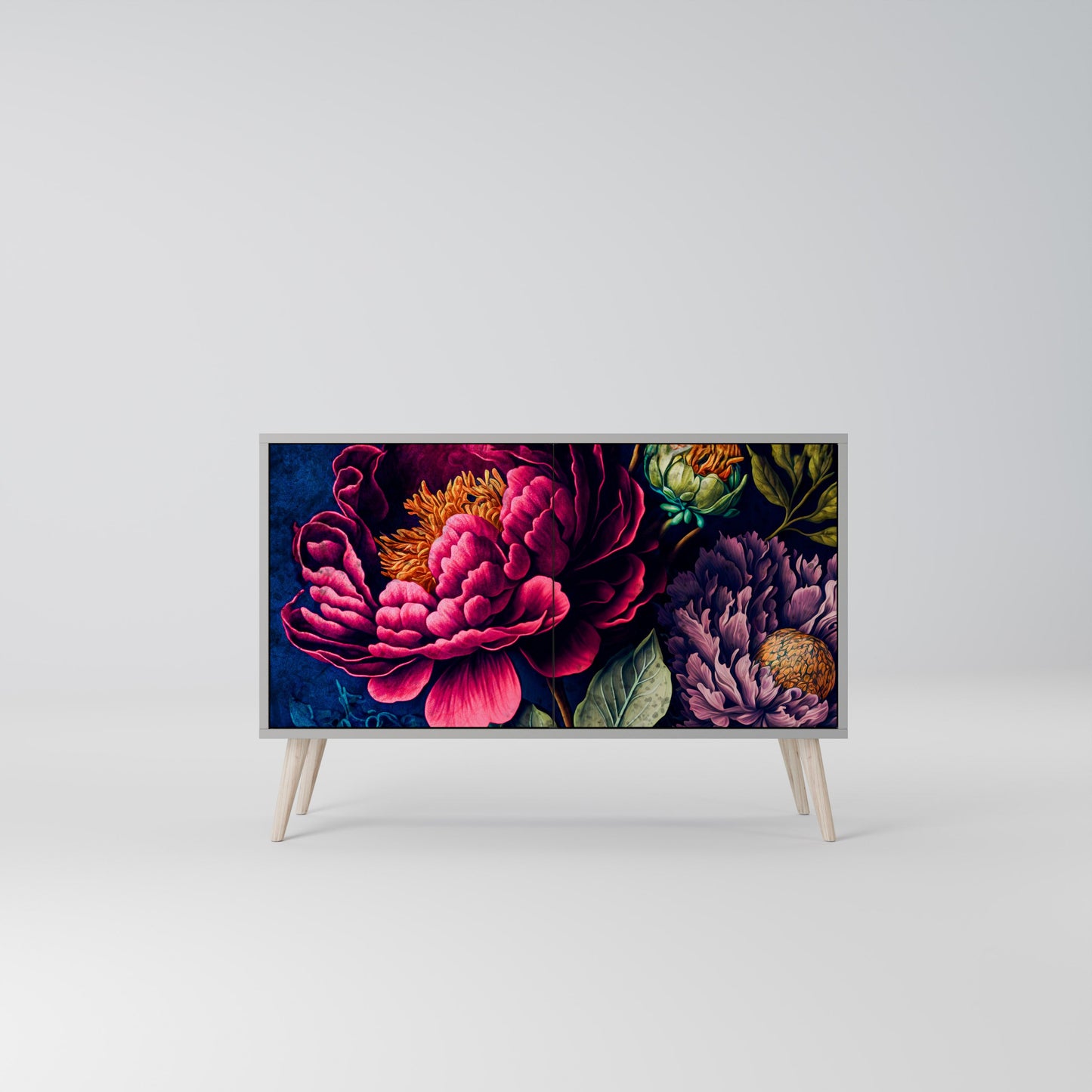 Credenza BLOOMING ELEGANCE a 2 ante in finitura grigia