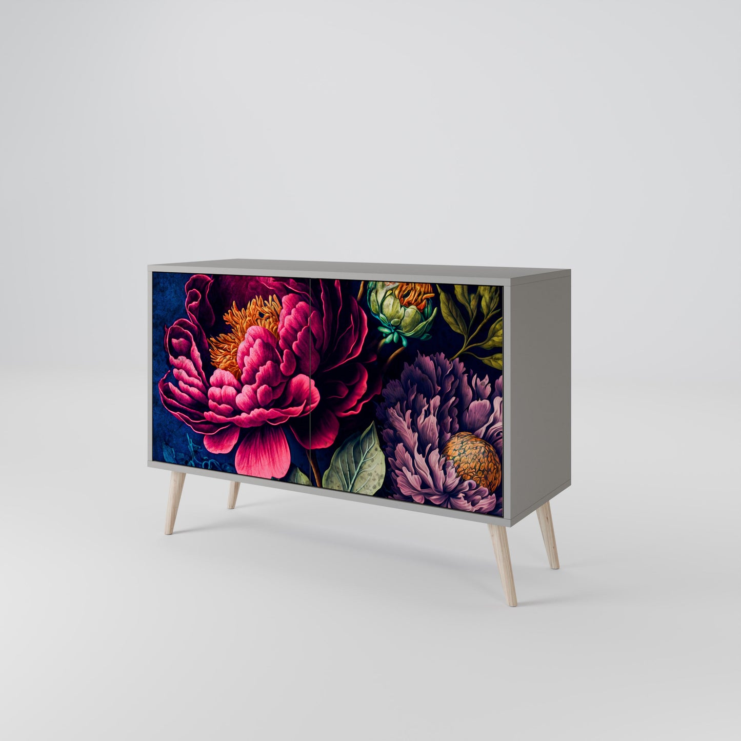 Credenza BLOOMING ELEGANCE a 2 ante in finitura grigia