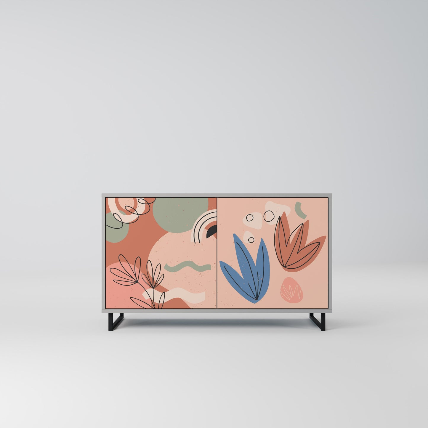PASTEL DESTINY 2-Door Sideboard in Grey Finish