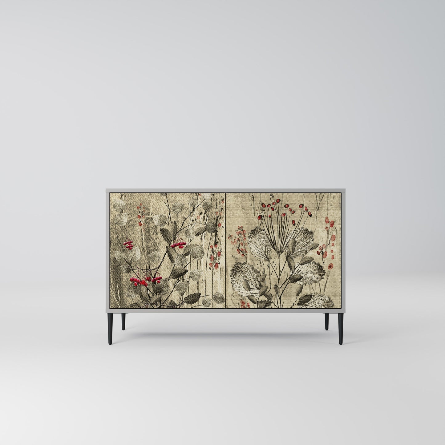 HERBAL GRACE 2-Door Sideboard in Grey Finish