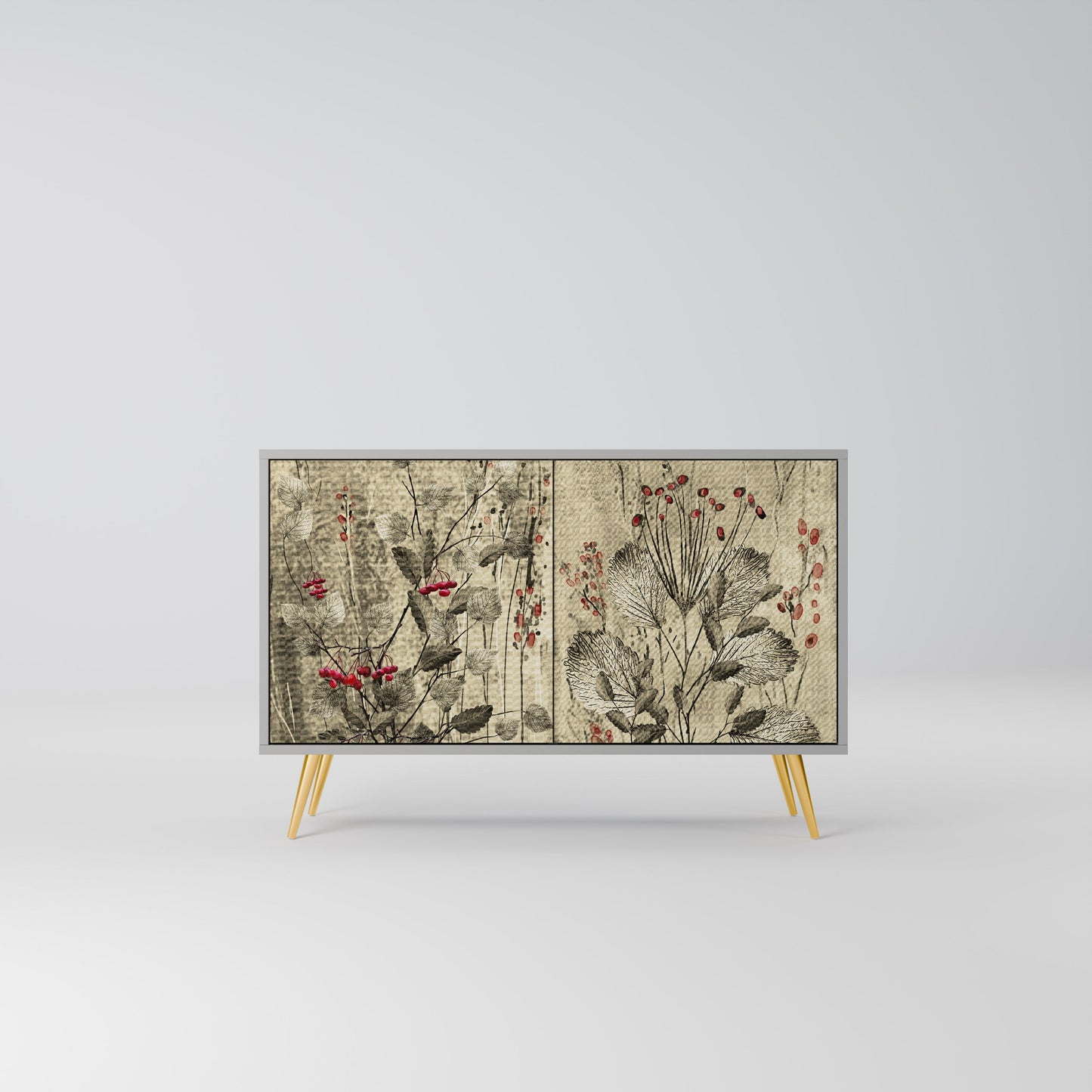 HERBAL GRACE 2-Door Sideboard in Grey Finish