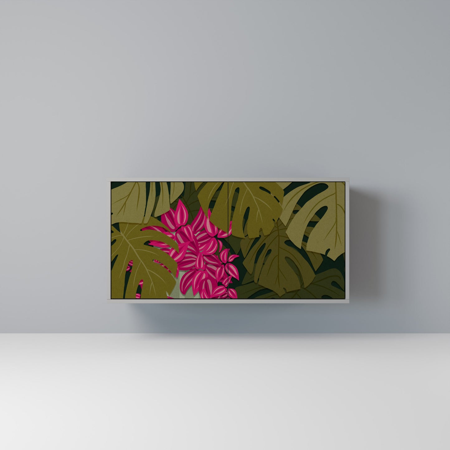 Credenza a 2 ante TROPICAL BEAUTY in finitura grigia