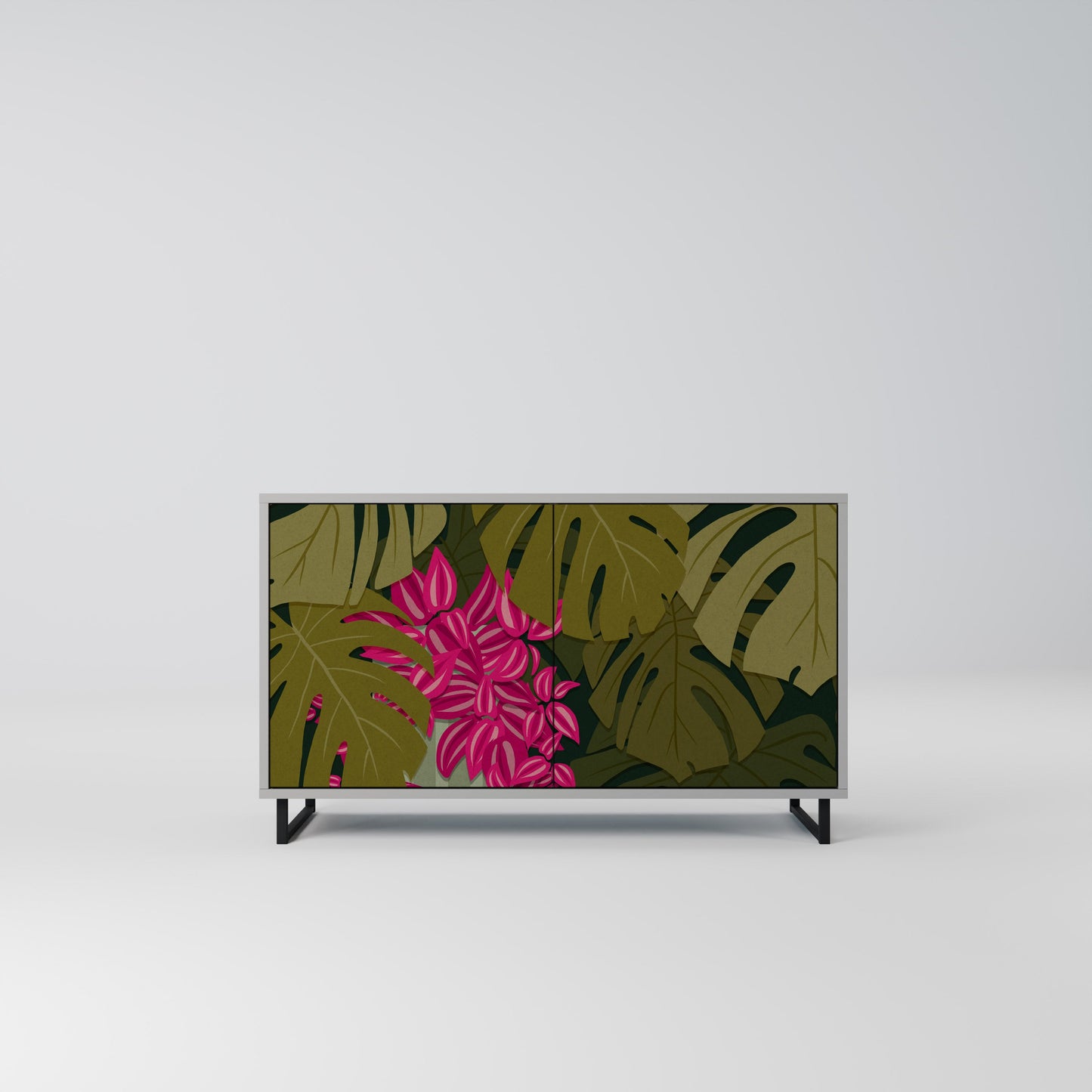 Credenza a 2 ante TROPICAL BEAUTY in finitura grigia