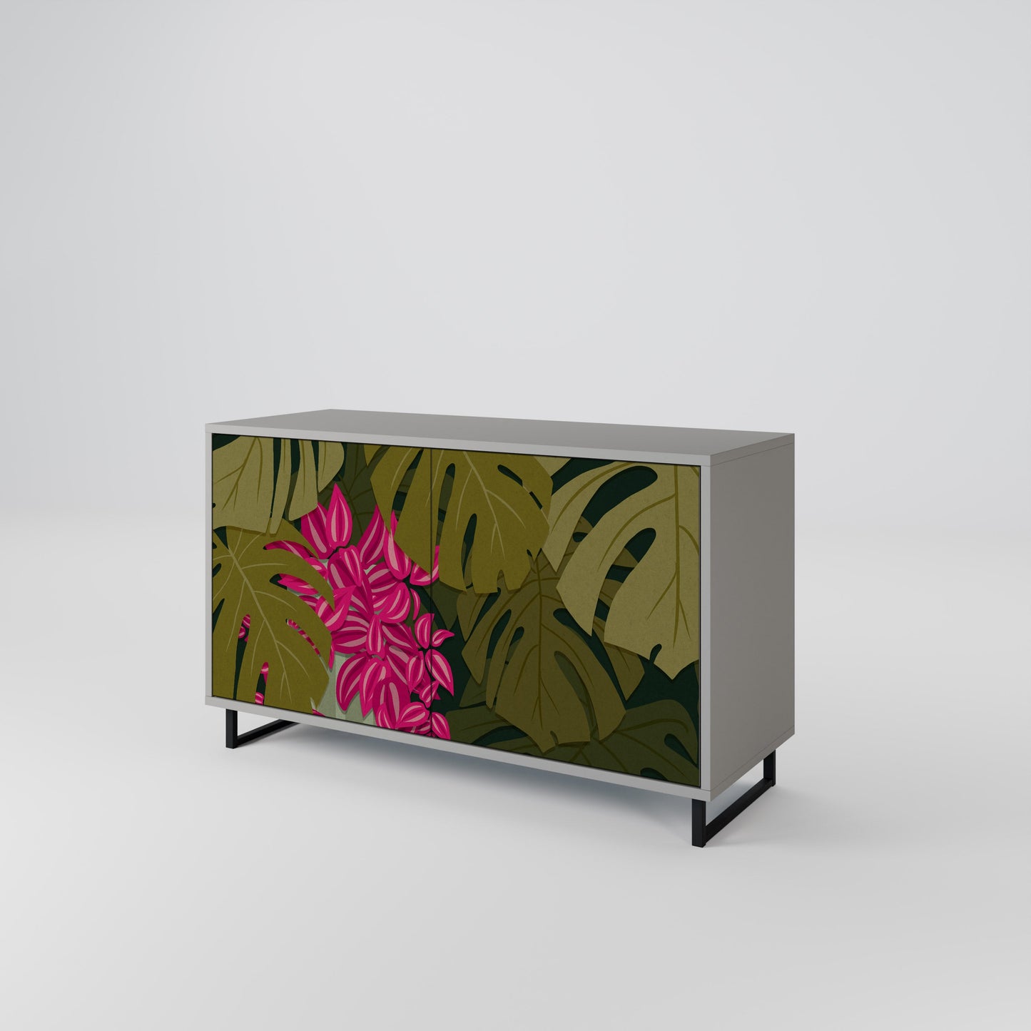 Credenza a 2 ante TROPICAL BEAUTY in finitura grigia