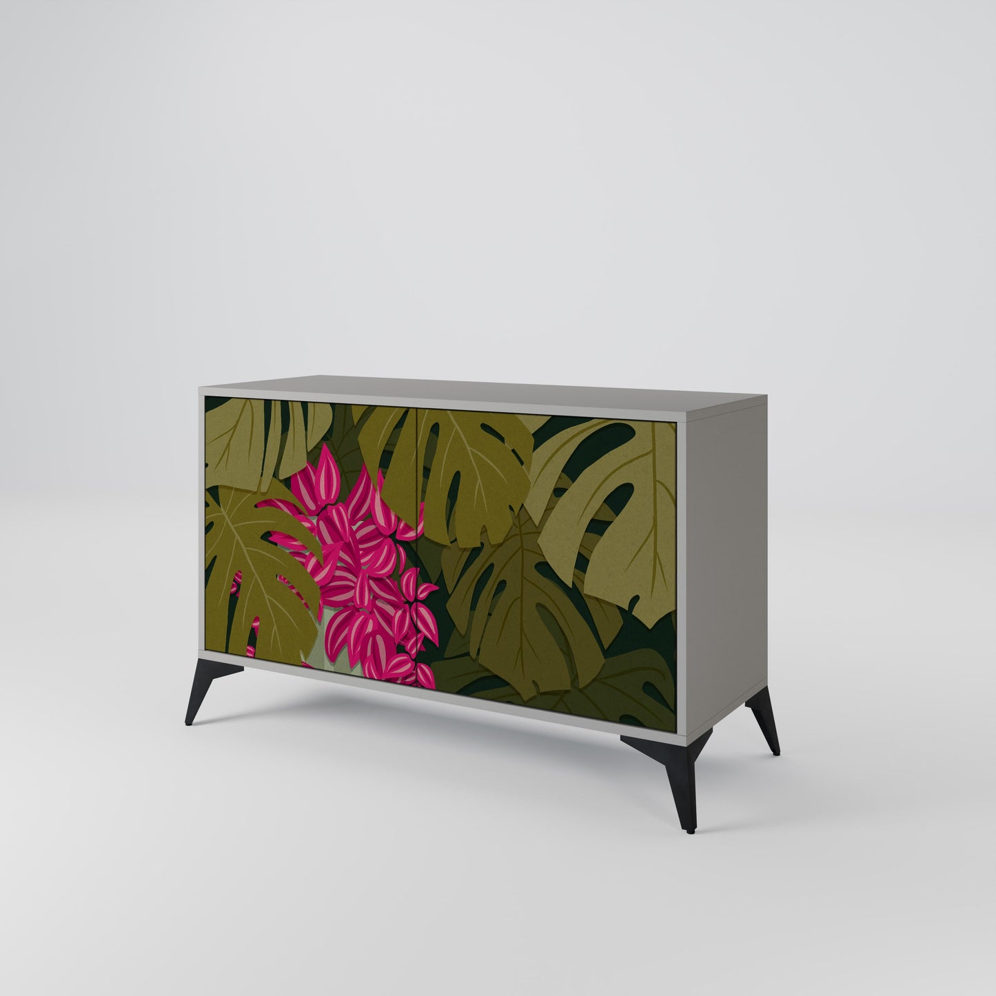 Credenza a 2 ante TROPICAL BEAUTY in finitura grigia