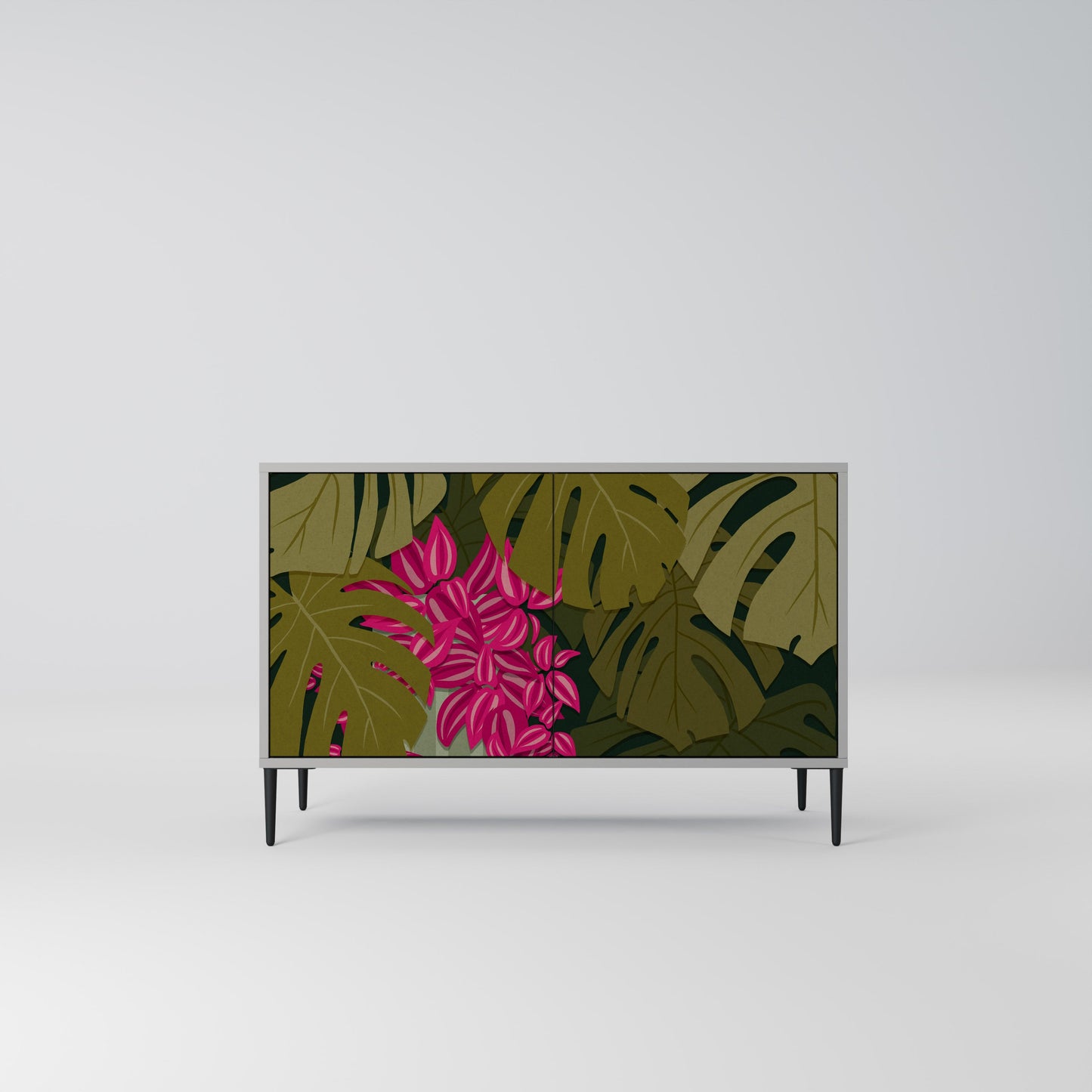 Credenza a 2 ante TROPICAL BEAUTY in finitura grigia