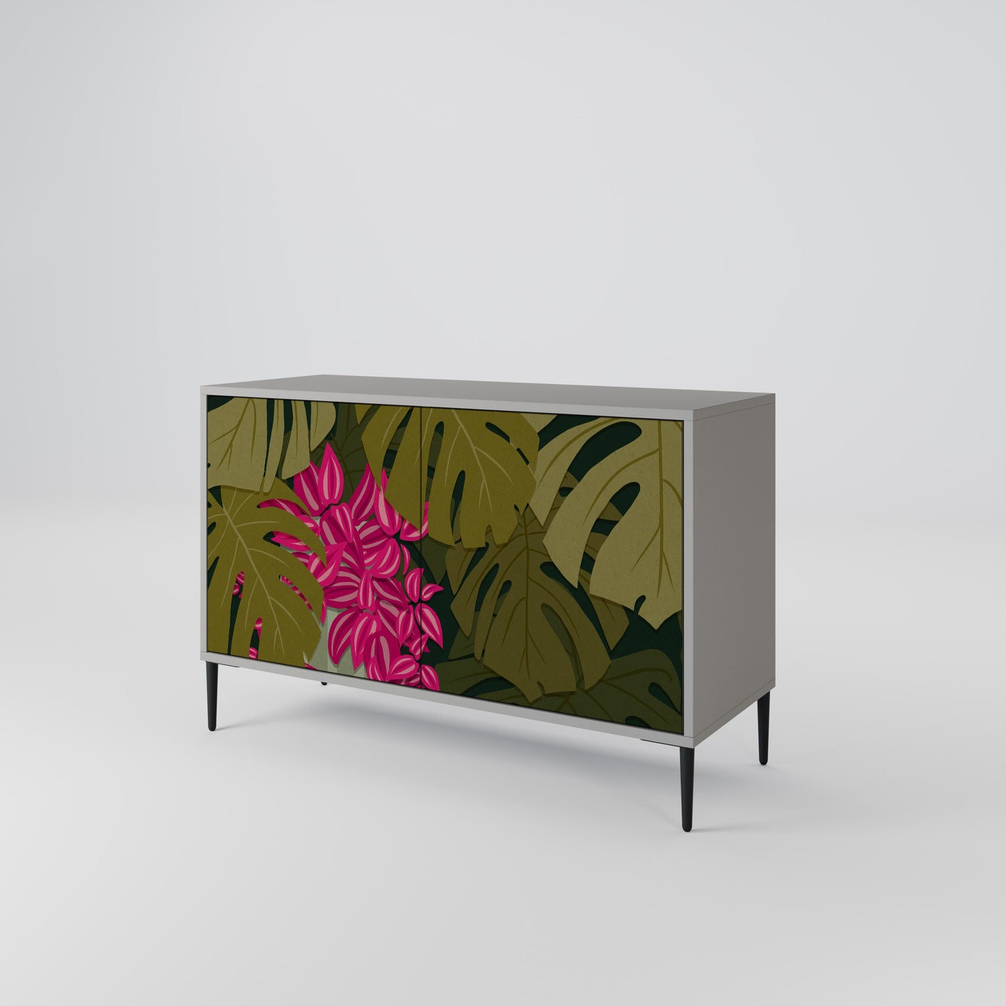 Credenza a 2 ante TROPICAL BEAUTY in finitura grigia