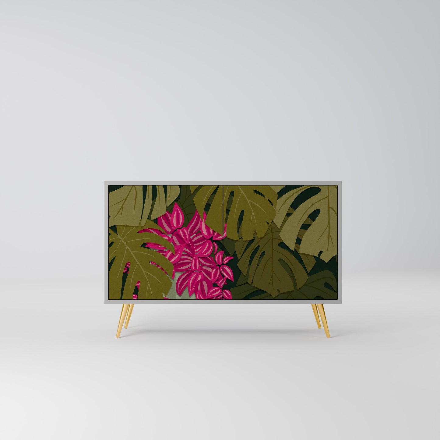 Credenza a 2 ante TROPICAL BEAUTY in finitura grigia