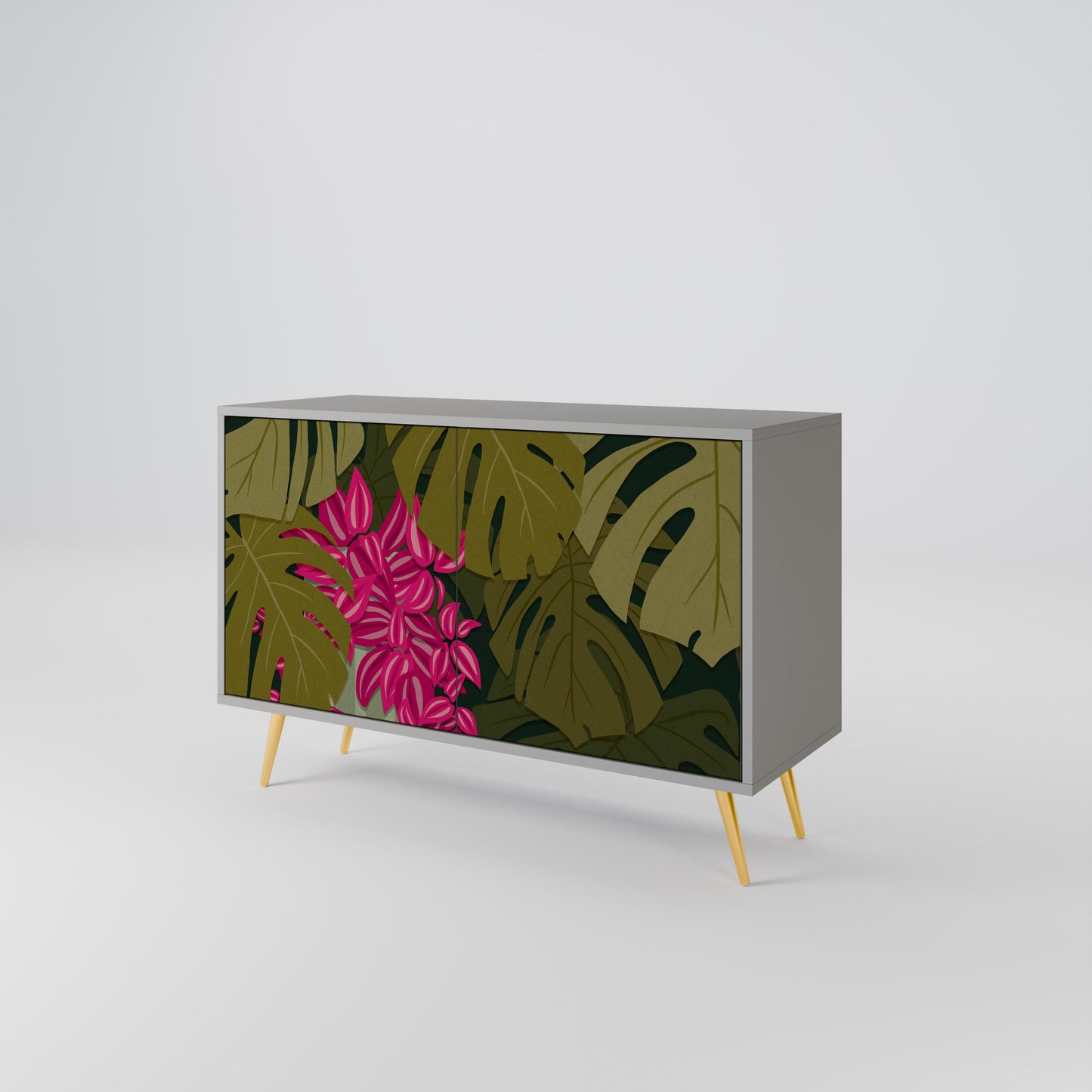 Credenza a 2 ante TROPICAL BEAUTY in finitura grigia