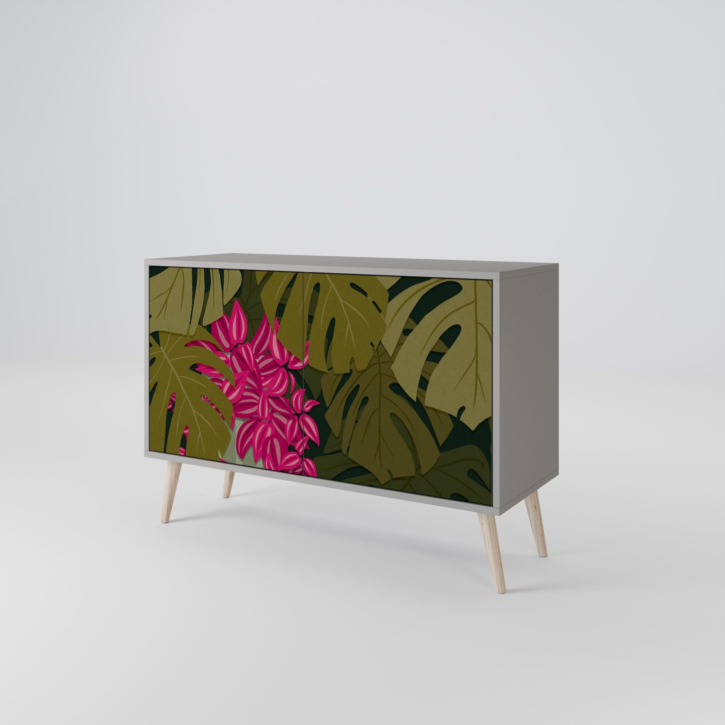Credenza a 2 ante TROPICAL BEAUTY in finitura grigia