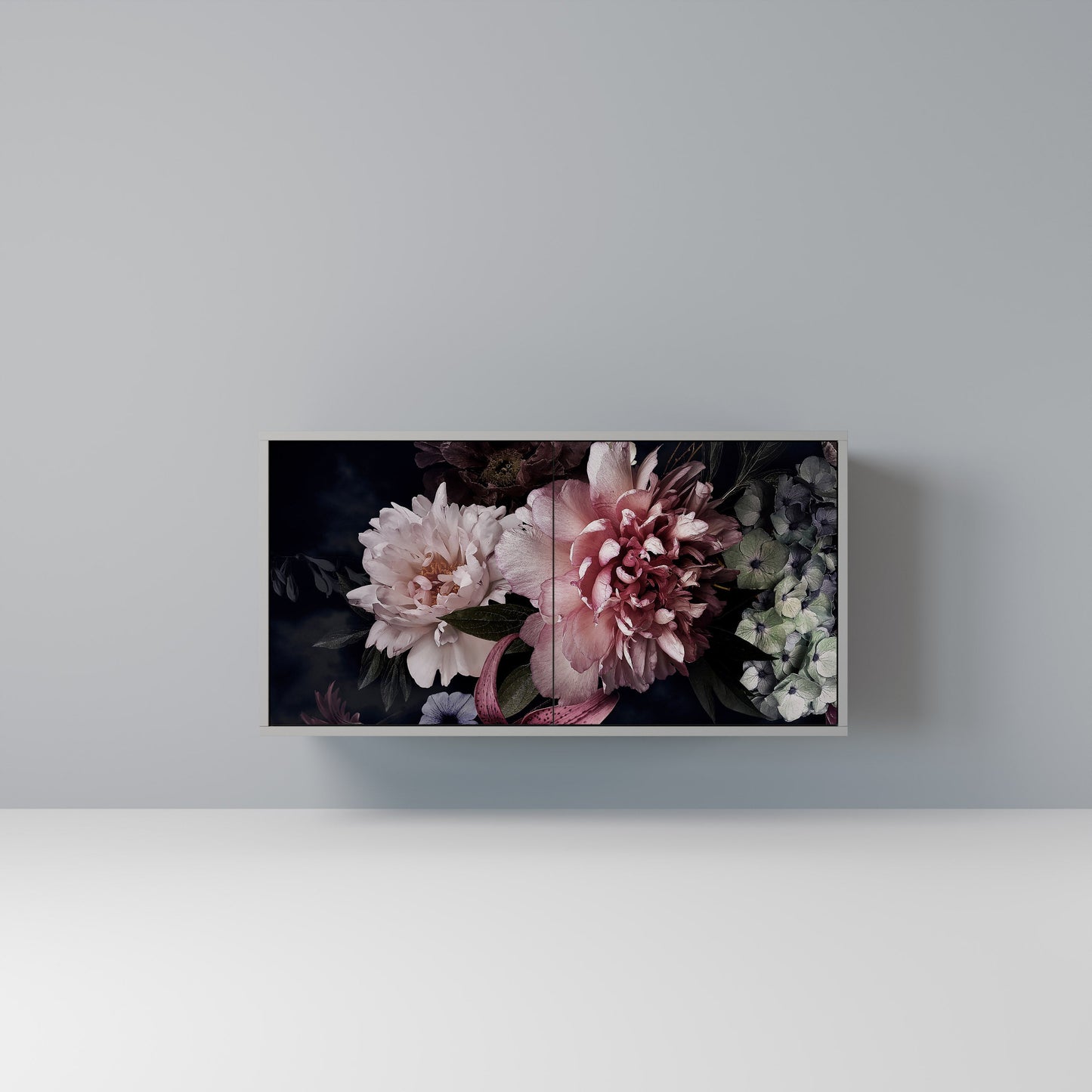 Credenza a 2 ante PURE BLOSSOM in finitura grigia