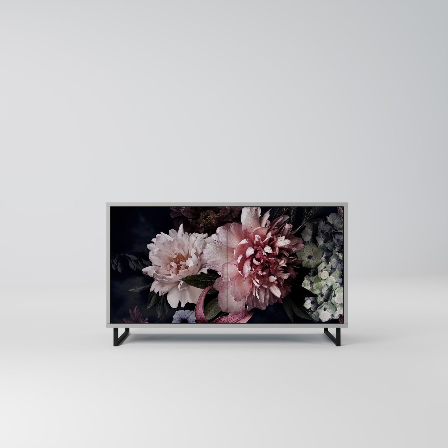 Credenza a 2 ante PURE BLOSSOM in finitura grigia