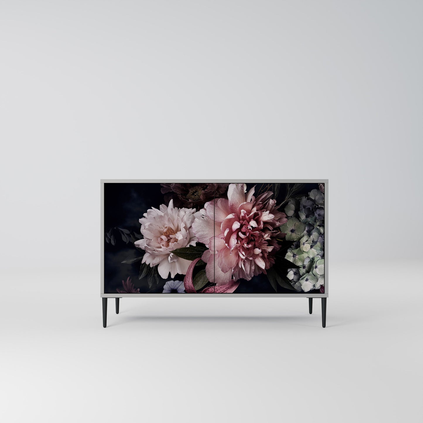Credenza a 2 ante PURE BLOSSOM in finitura grigia