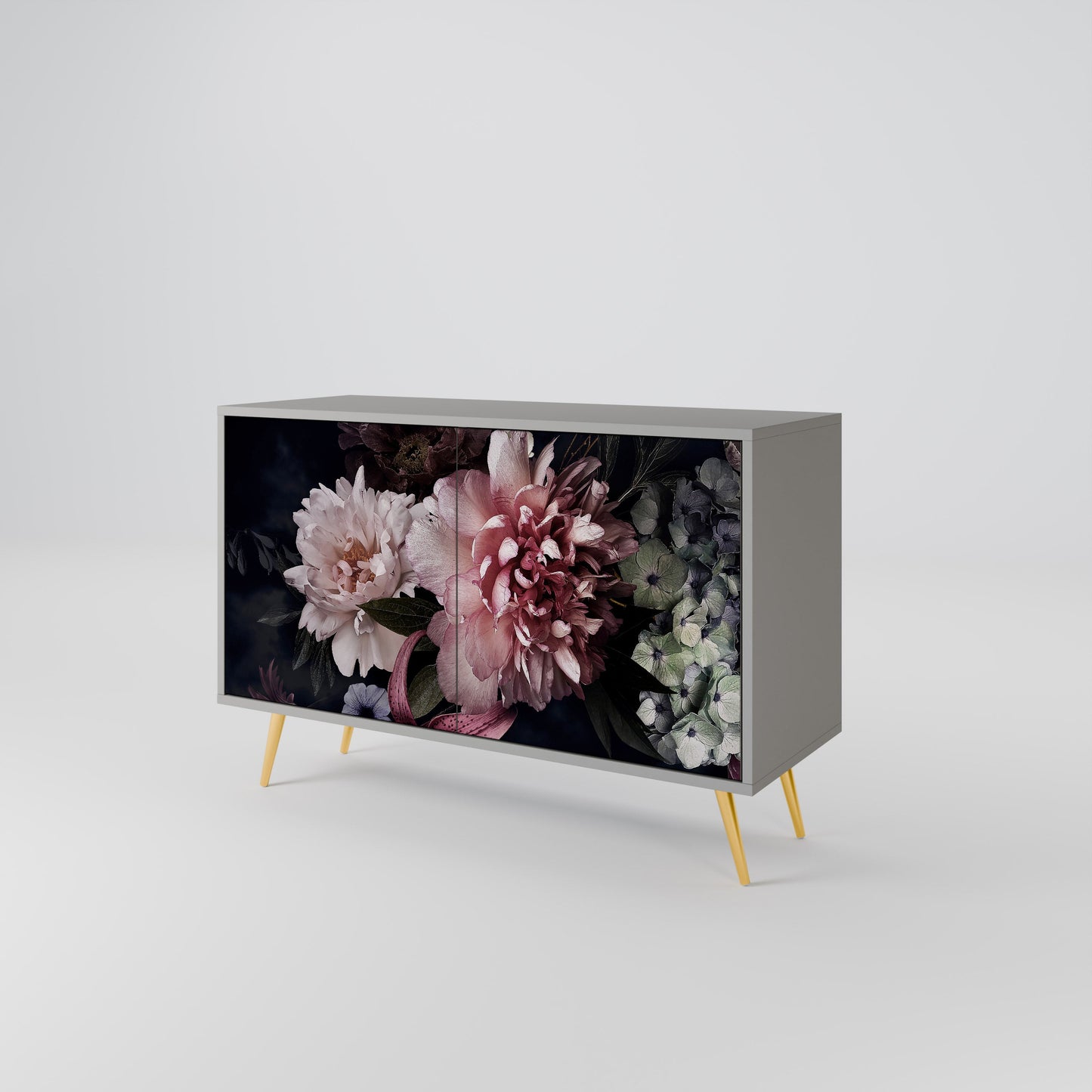 Credenza a 2 ante PURE BLOSSOM in finitura grigia