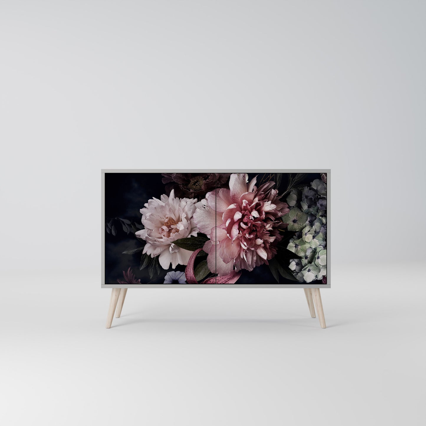 Credenza a 2 ante PURE BLOSSOM in finitura grigia