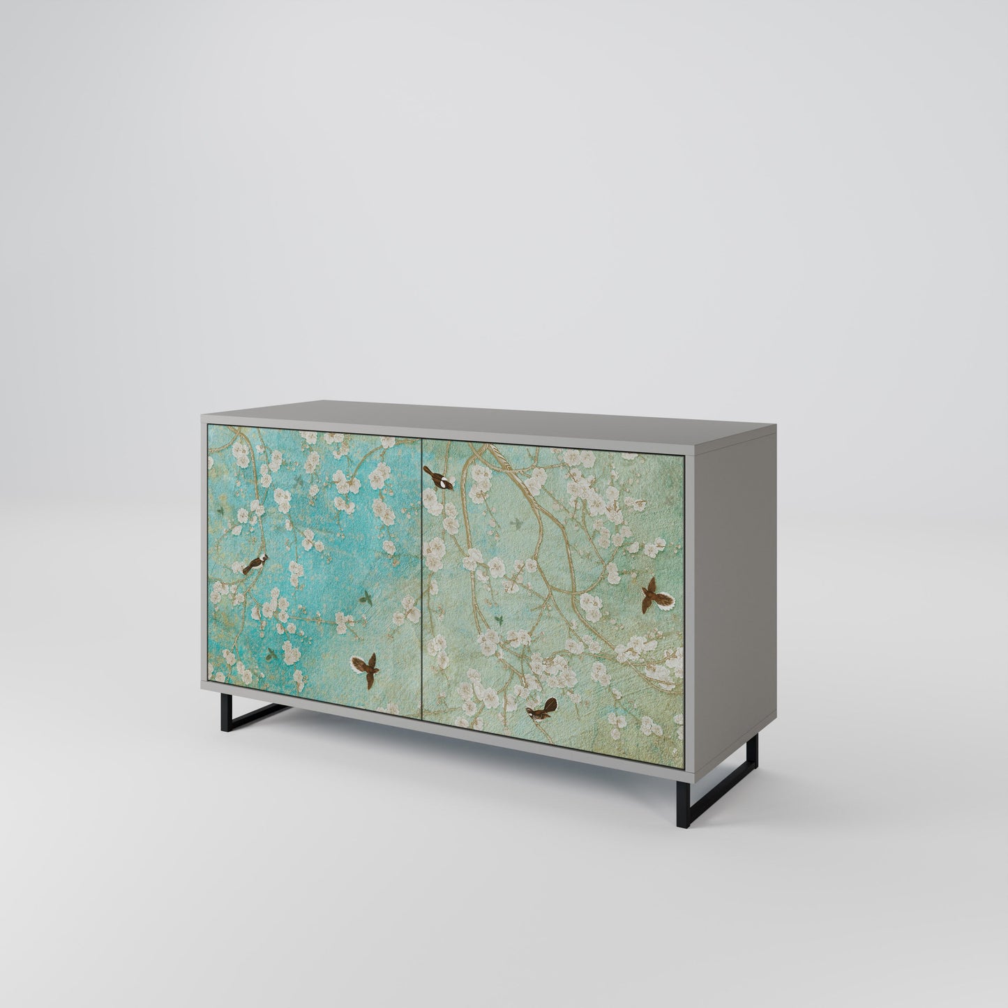 Credenza BLOOMING CHARM a 2 ante in finitura grigia