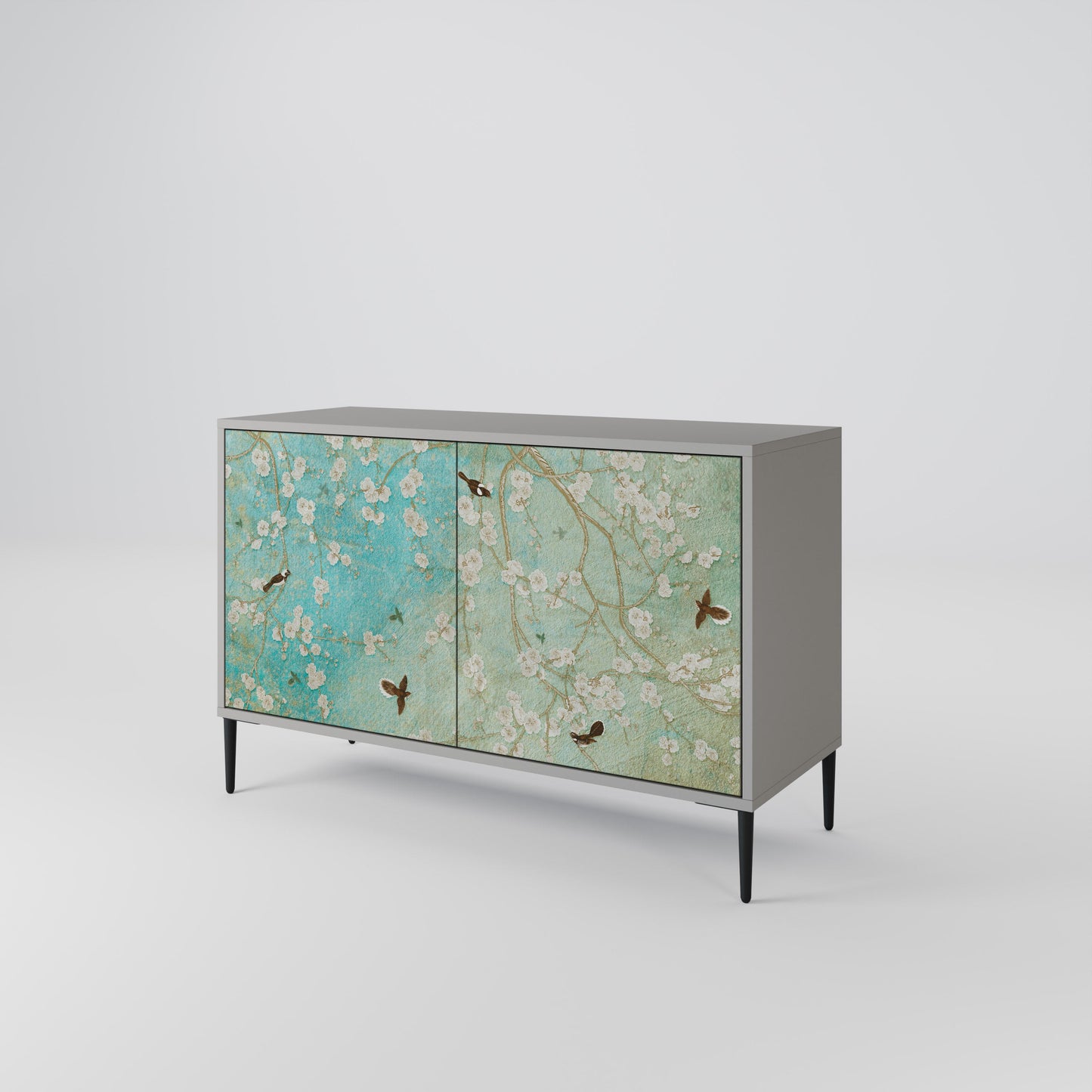 Credenza BLOOMING CHARM a 2 ante in finitura grigia