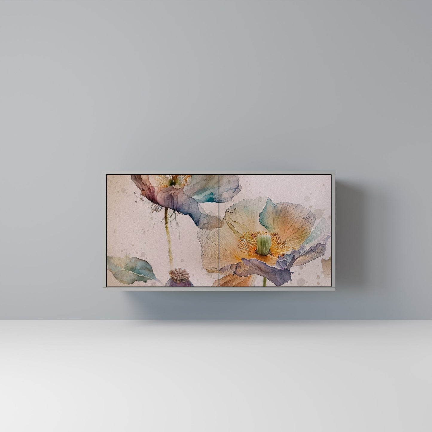 Credenza SOFTEN POPPY a 2 ante in finitura grigia