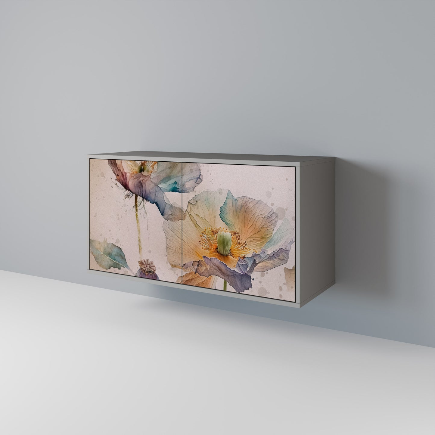 Credenza SOFTEN POPPY a 2 ante in finitura grigia