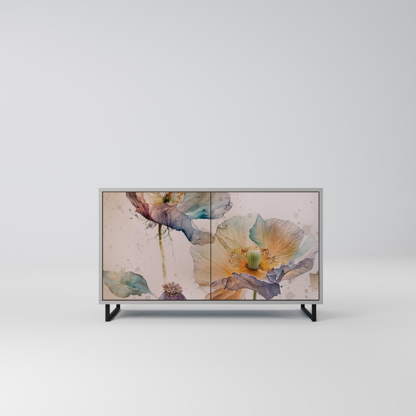 Credenza SOFTEN POPPY a 2 ante in finitura grigia