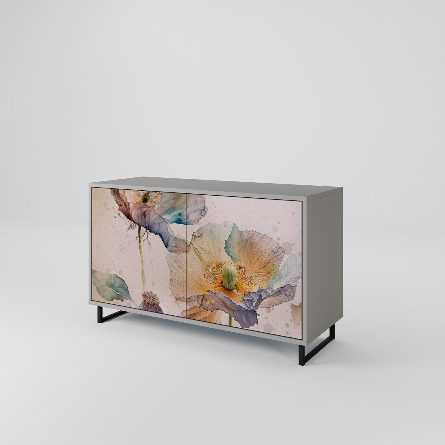 Credenza SOFTEN POPPY a 2 ante in finitura grigia