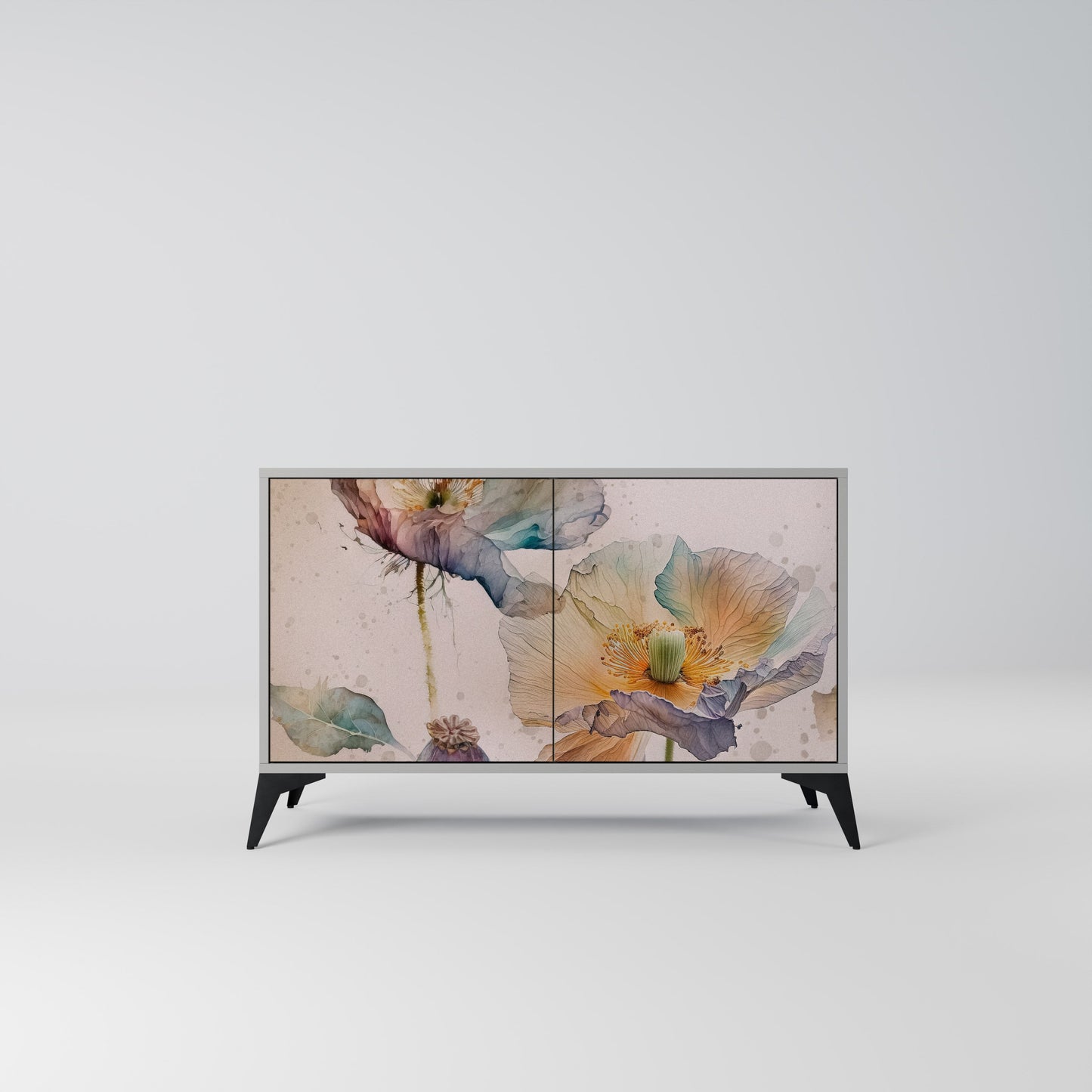 Credenza SOFTEN POPPY a 2 ante in finitura grigia