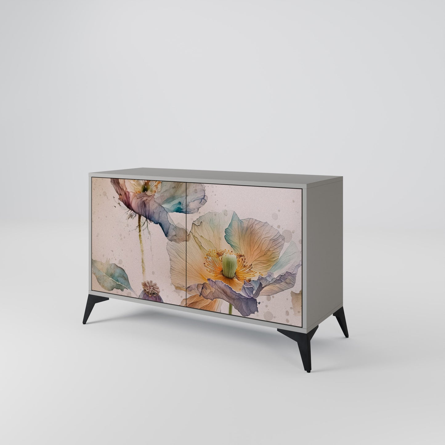 Credenza SOFTEN POPPY a 2 ante in finitura grigia