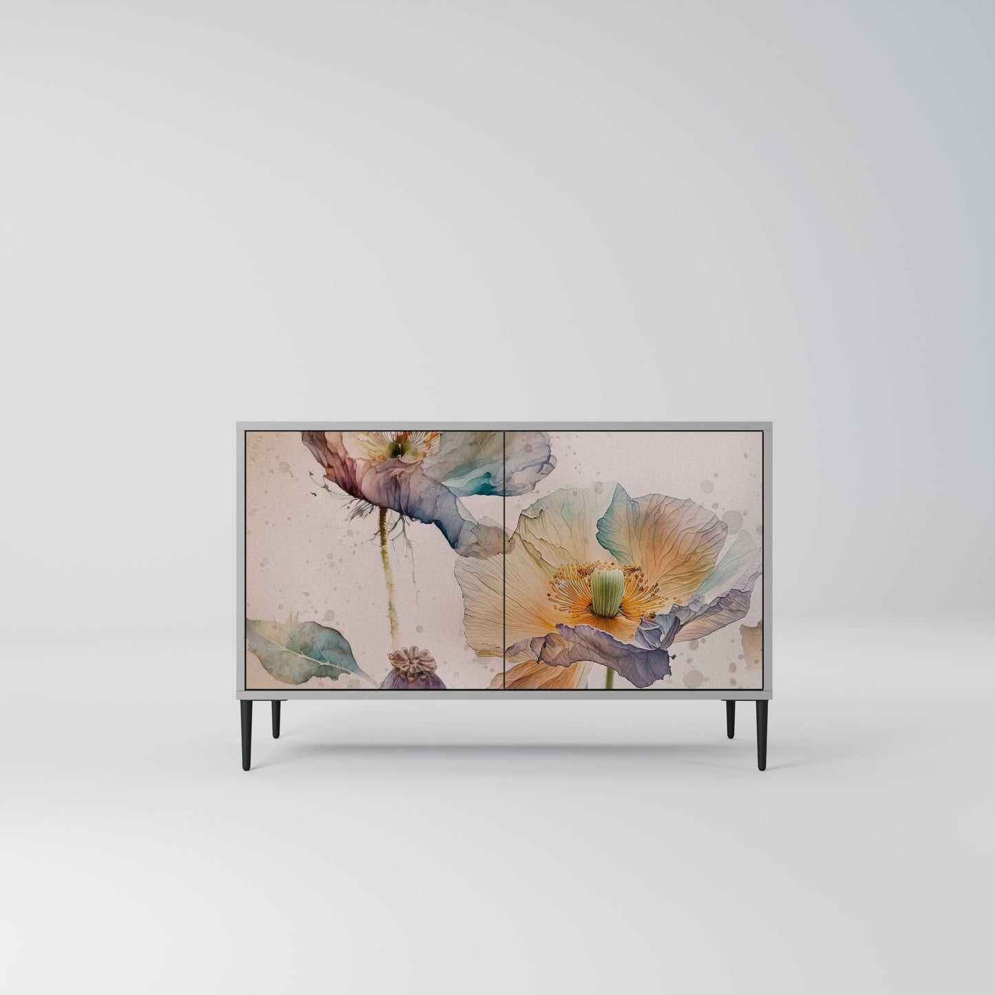 Credenza SOFTEN POPPY a 2 ante in finitura grigia