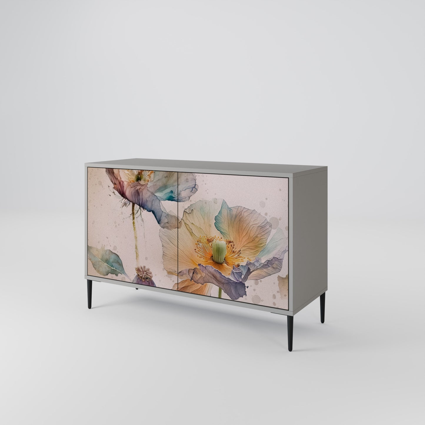 Credenza SOFTEN POPPY a 2 ante in finitura grigia