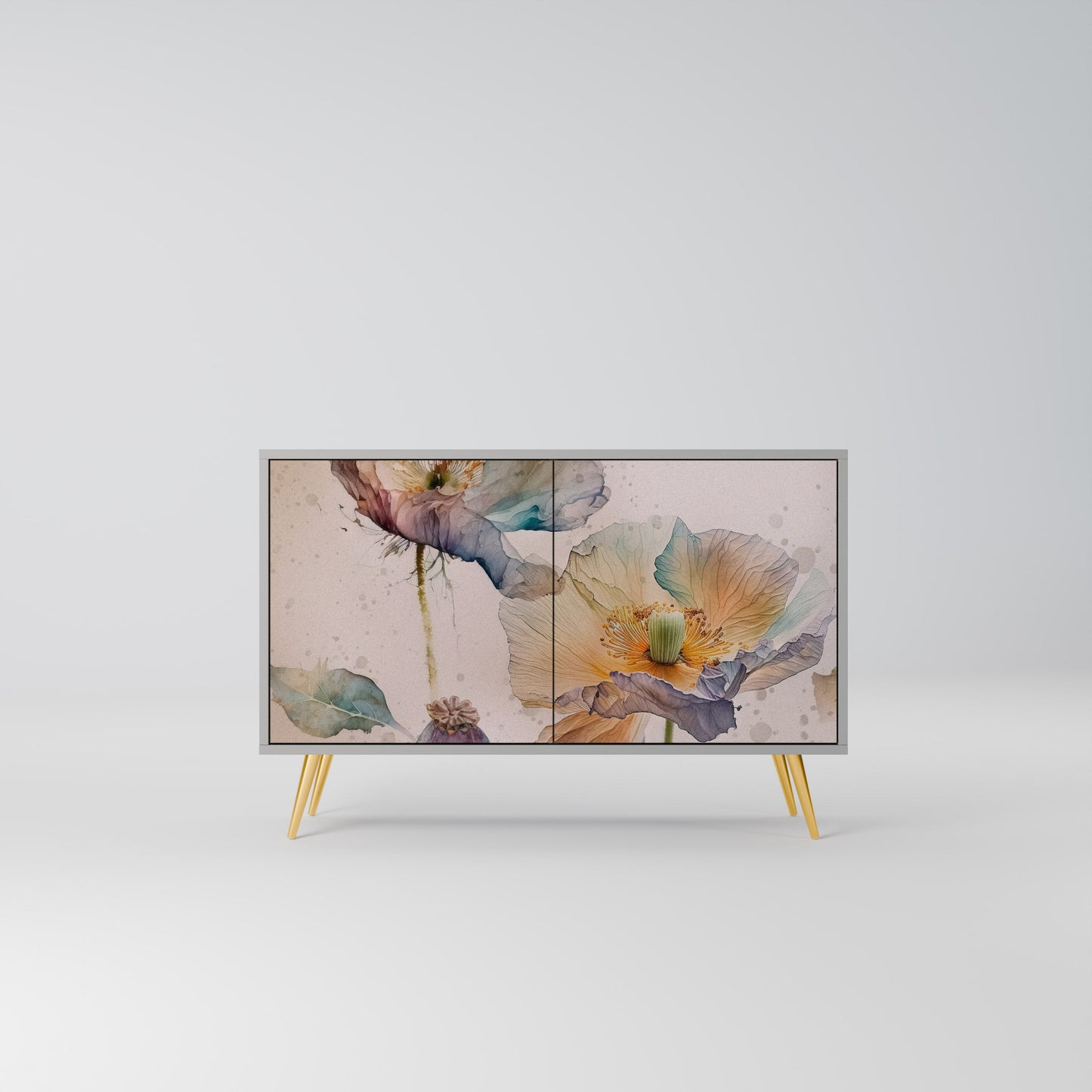 Credenza SOFTEN POPPY a 2 ante in finitura grigia