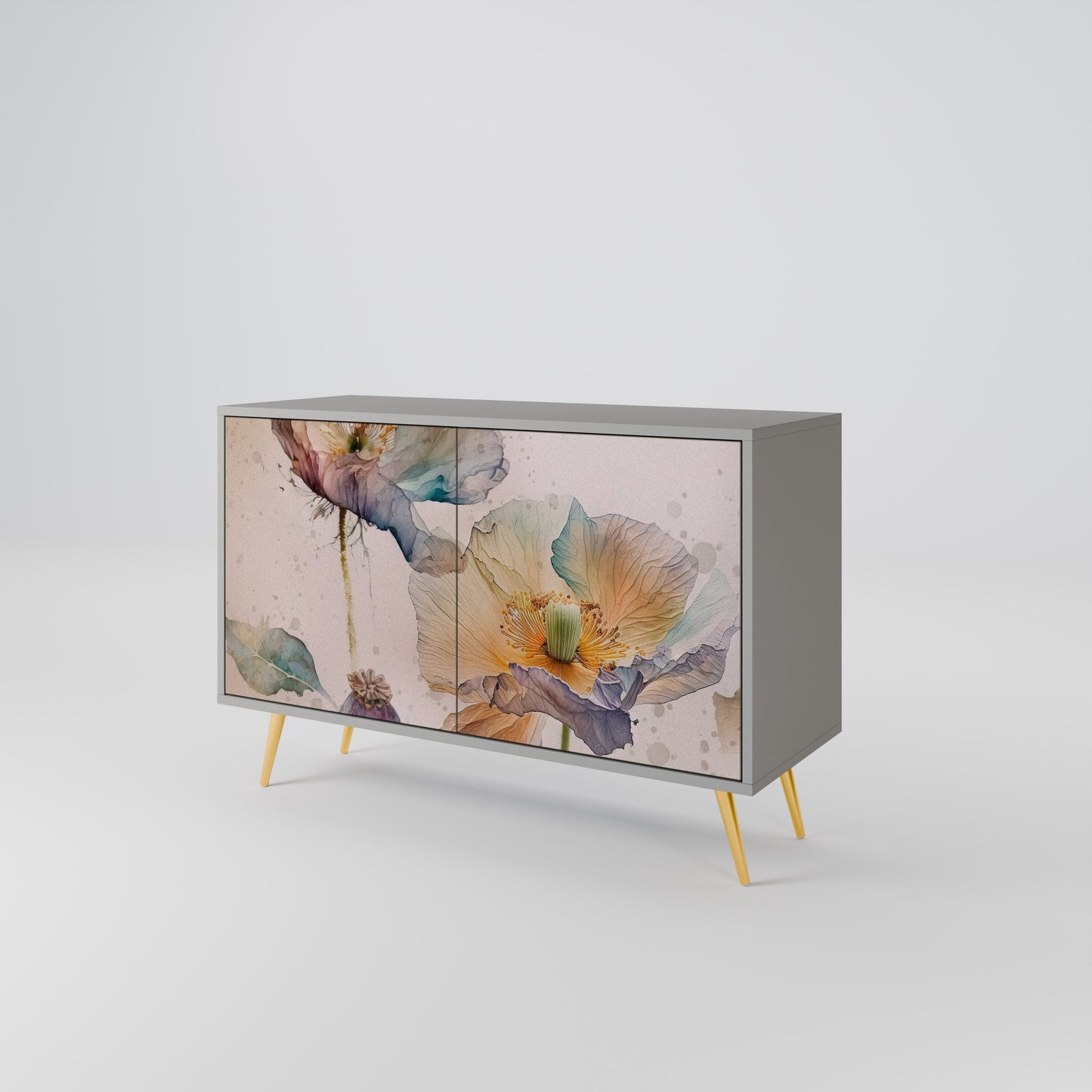 Credenza SOFTEN POPPY a 2 ante in finitura grigia