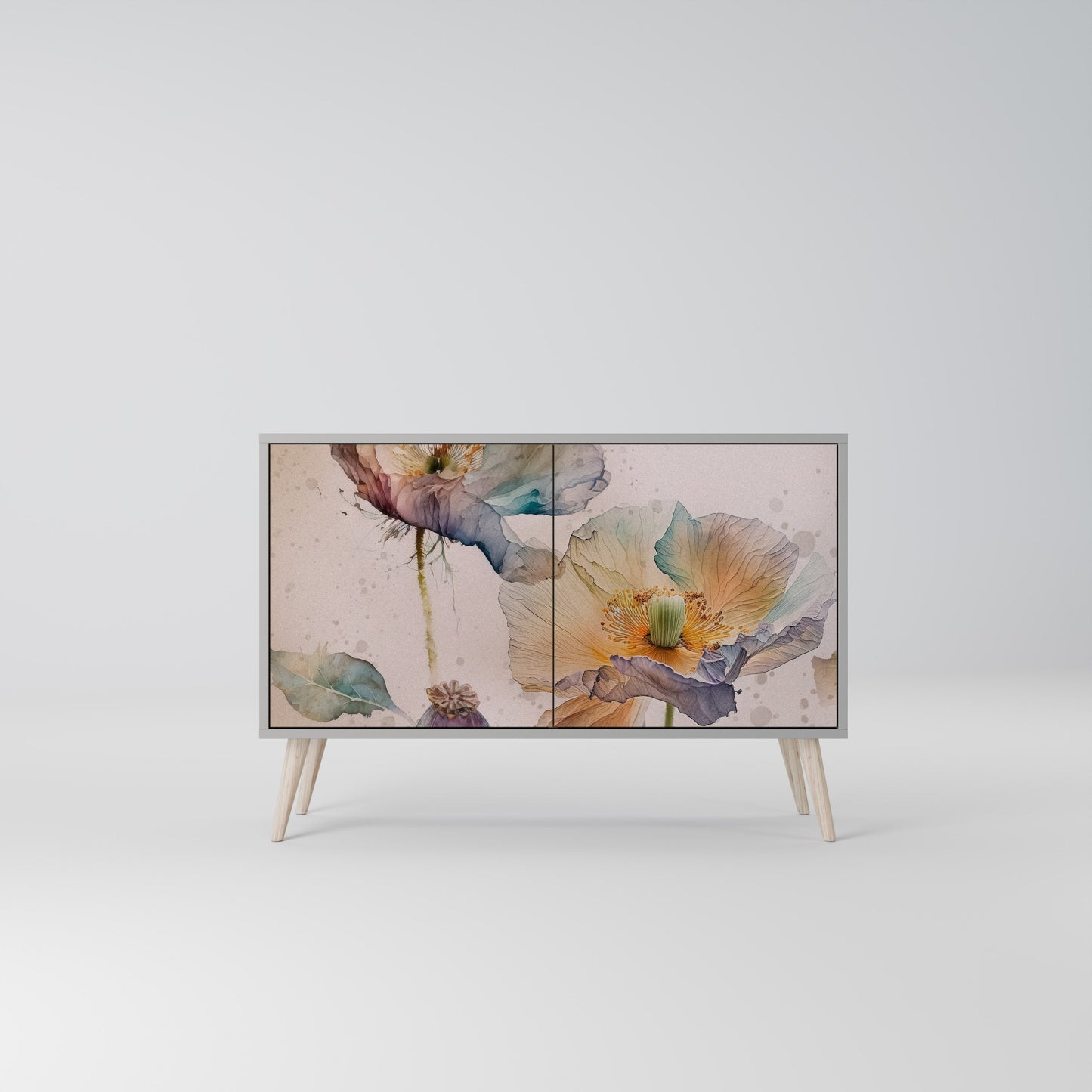 Credenza SOFTEN POPPY a 2 ante in finitura grigia