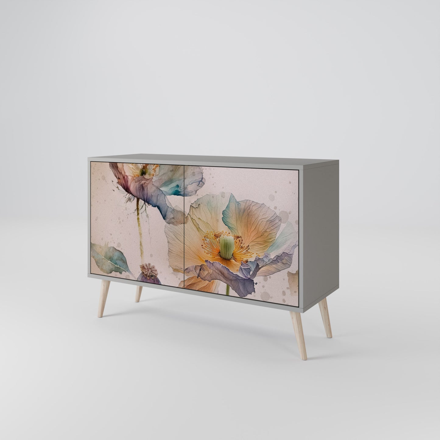 Credenza SOFTEN POPPY a 2 ante in finitura grigia