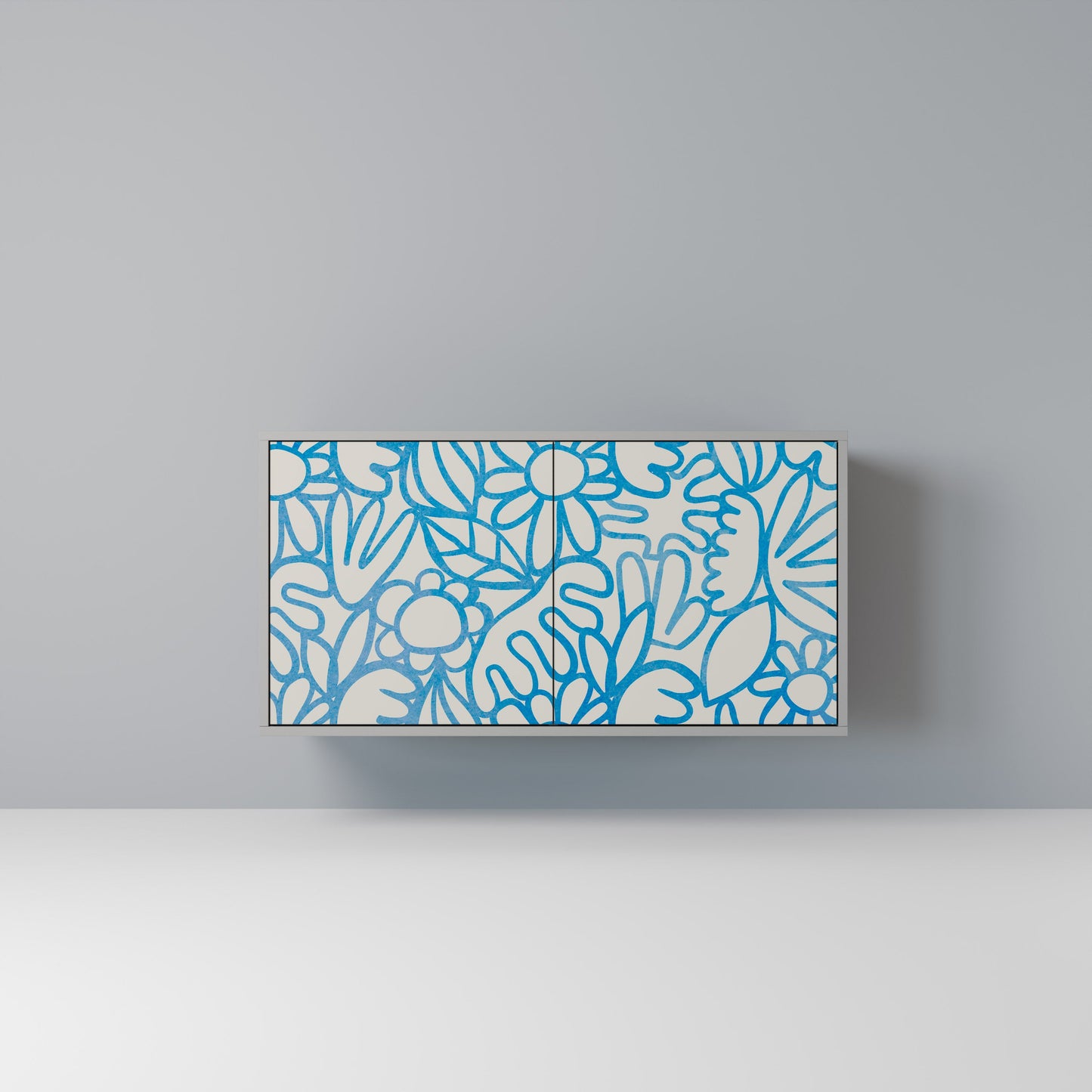 Credenza BLOOMY MORNING a 2 ante in finitura grigia