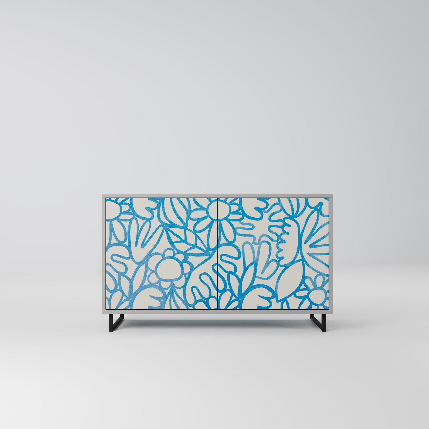 Credenza BLOOMY MORNING a 2 ante in finitura grigia