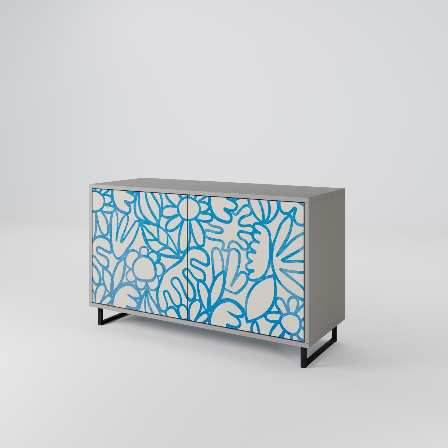 Credenza BLOOMY MORNING a 2 ante in finitura grigia